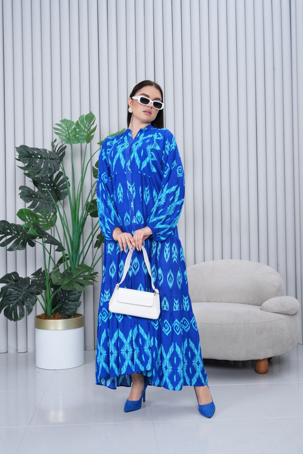 My Blog-Φόρεμα Saks Blue Mixed Pattern Plus Size - 3005 - 1 4
