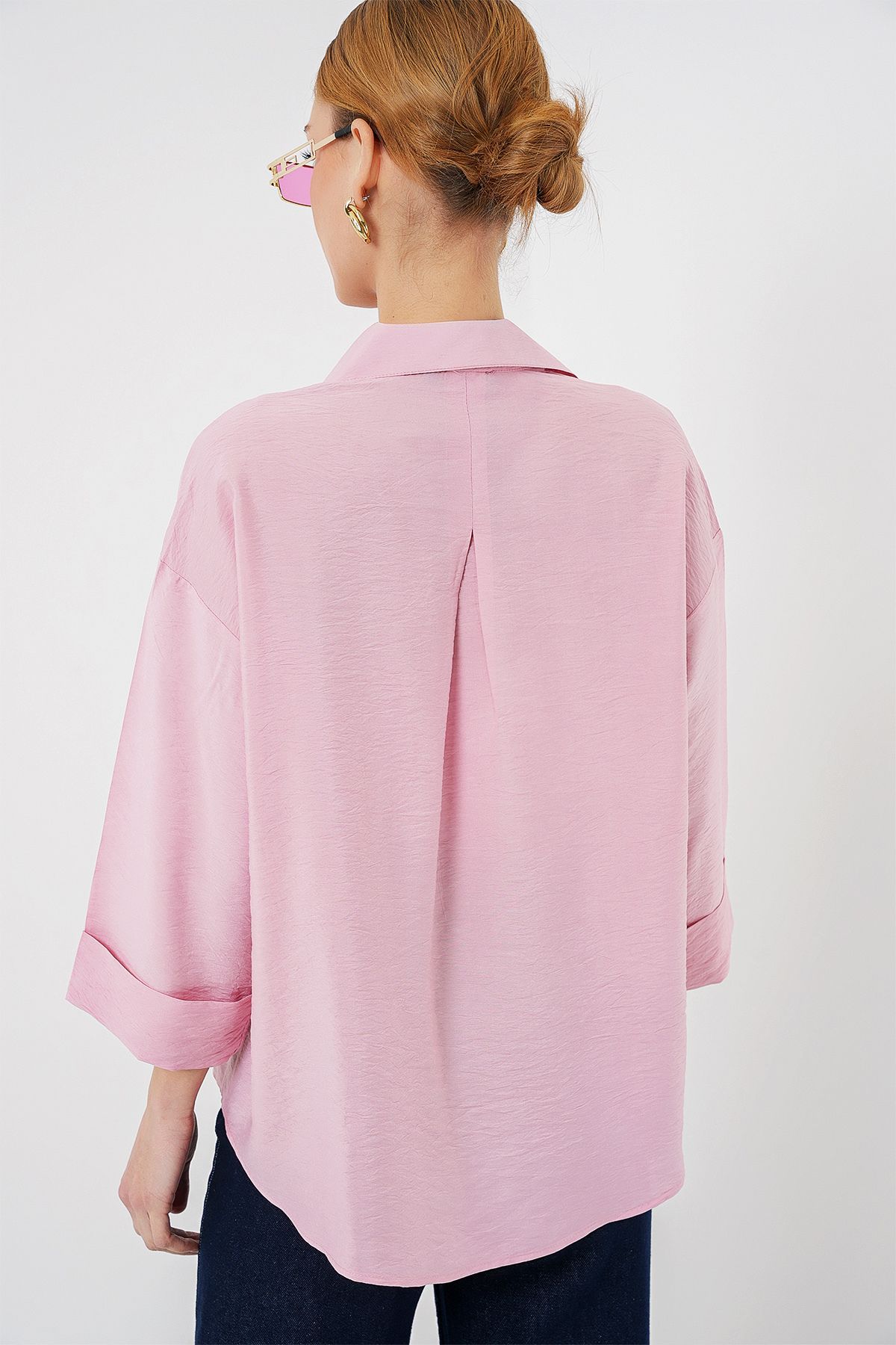 Bigdart-Women's Oversize Short Sleeve Shirt 20315 - Pink 6
