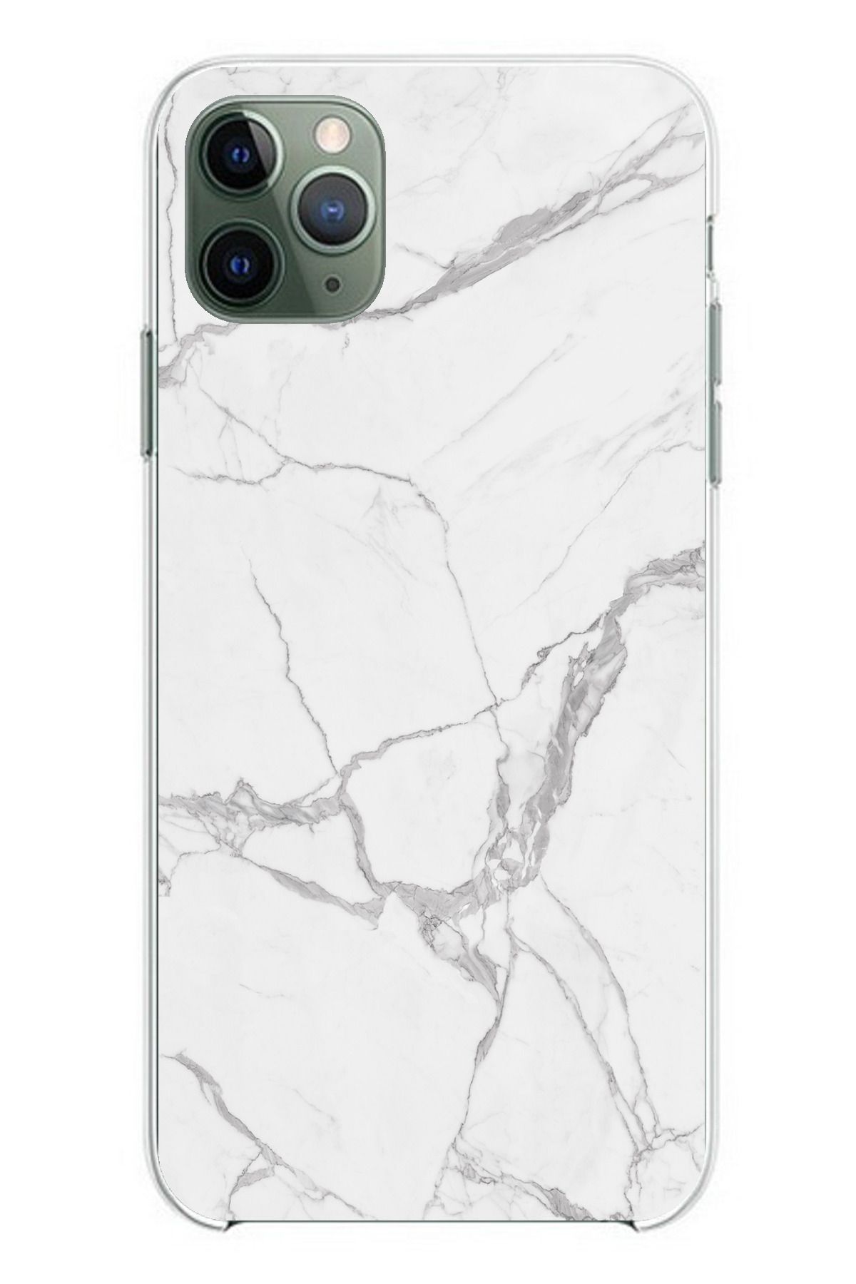 TechTree iPhone 11 PRO Uyumlu Gri Mermer Şeffaf Silikon Kılıf