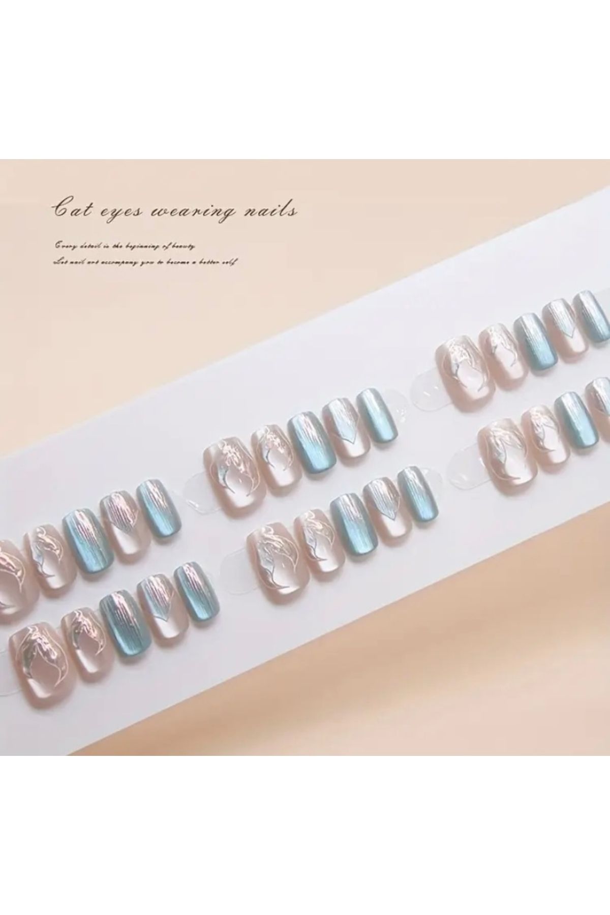 Accessories Vanilla Avenue Denizkızı Mavi Jel Görünüm Kendinden Yapışkanlı Takma Tırnak Seti 24 Adet