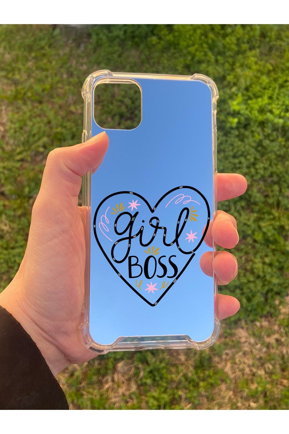 Tahtakale Toptancısı İphone 11 Pro Max Uyumlu Aynalı Girl Desenli Darbe Kamera Korumalı Silikon Telefon Kılıfı
