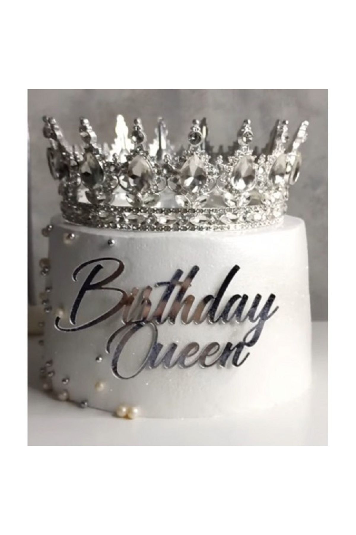 turkuaz parti BİRTHDAY QUEEN GÜMÜŞ PASTA ÖNÜ PLEKSİ YAZI,PASTA YAZISI,DOĞUM GÜNÜ PLEKSİ,PASTA ÜSTÜ YAZI