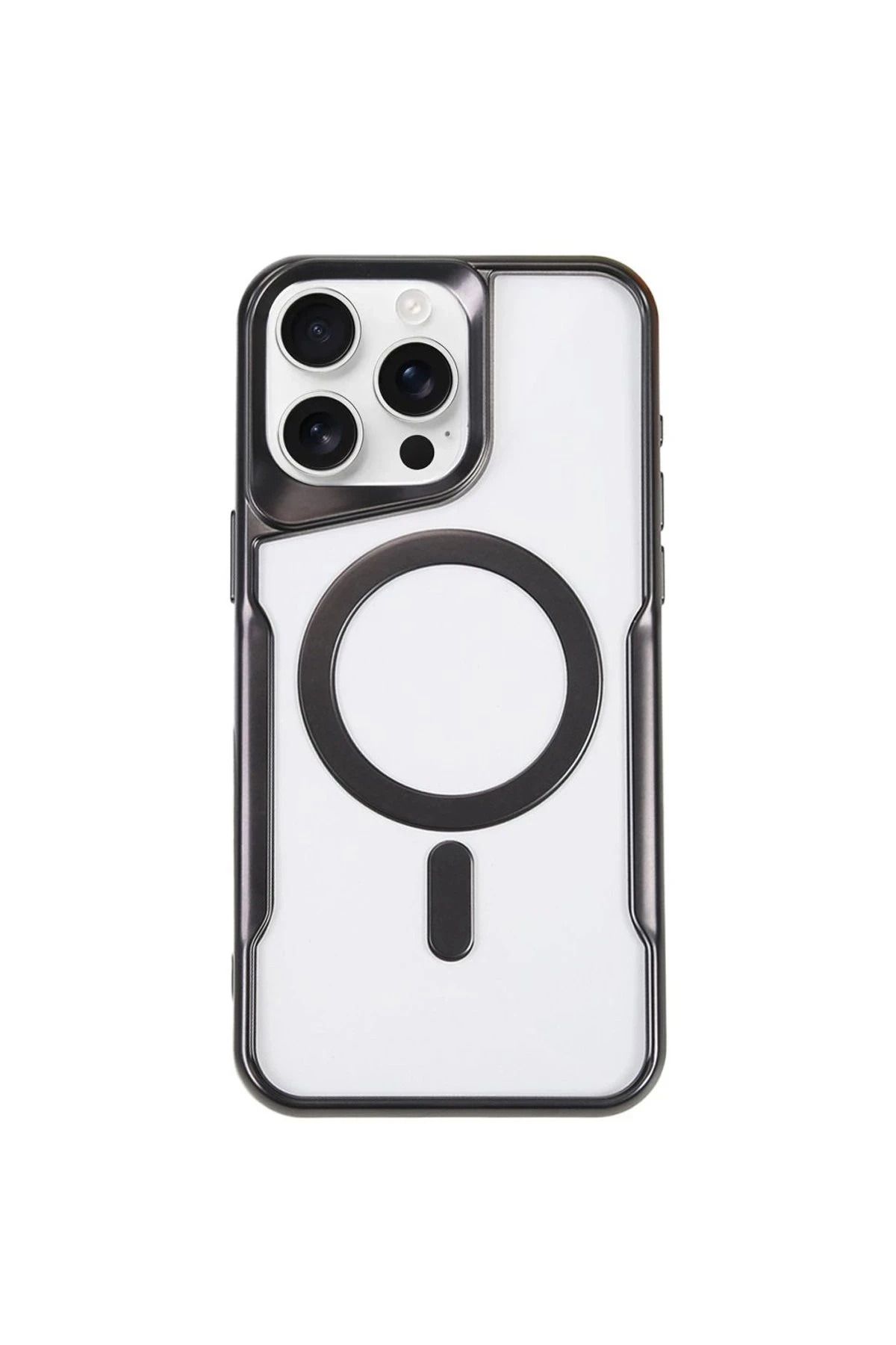 NewFace iPhone 15 Pro Max Kılıf Boyi Magsafe Silikon Kapak - Siyah INSLM