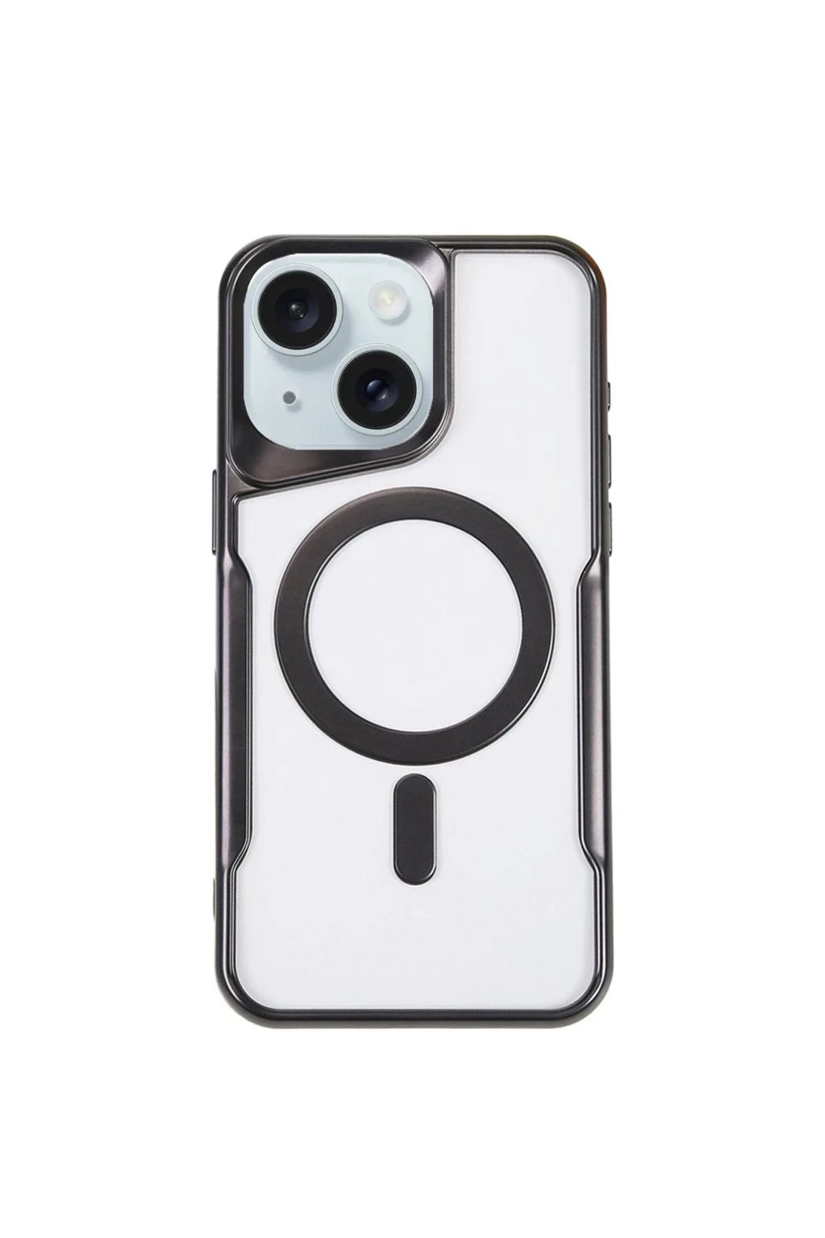 NewFace iPhone 15 Plus Kılıf Boyi Magsafe Silikon Kapak - Siyah BSTMY