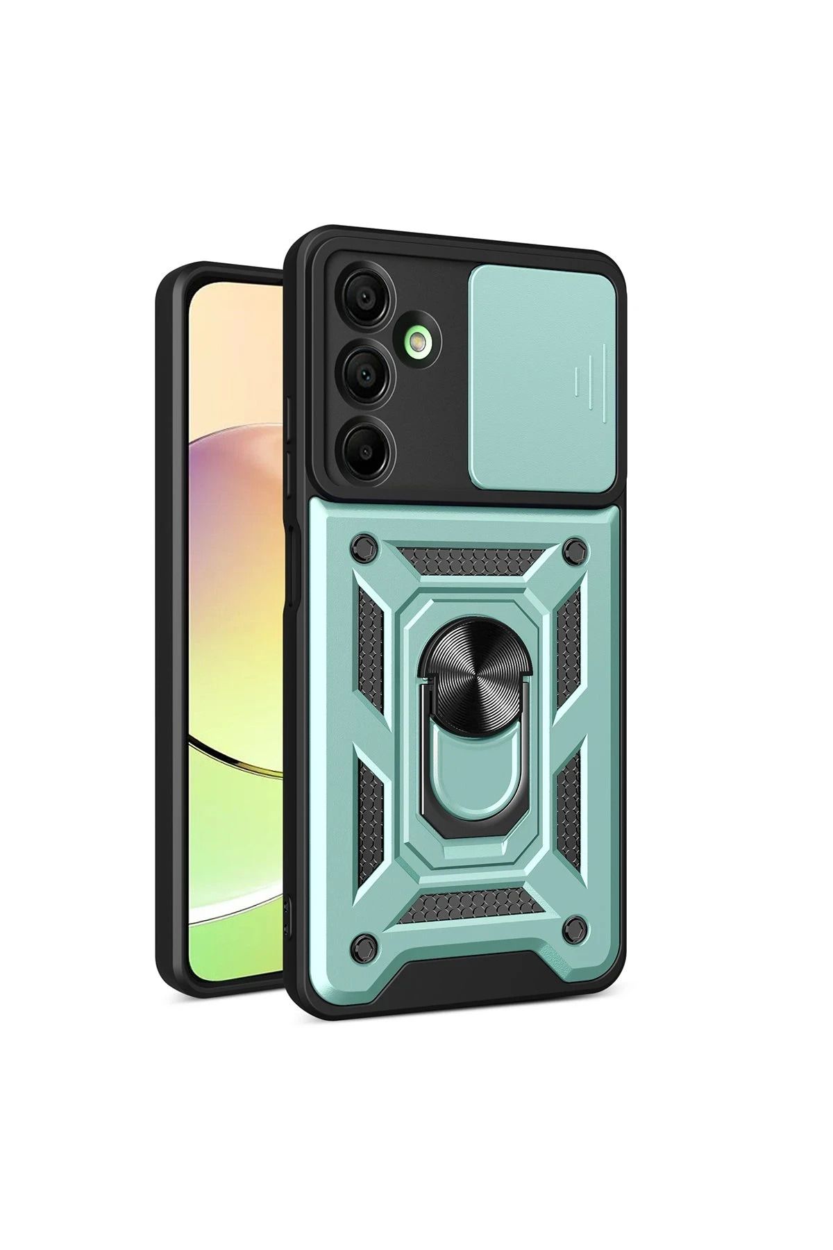 NewFace Samsung Galaxy A16 5G Kılıf Pars Lens Yüzüklü Silikon - Yeşil JOJUA