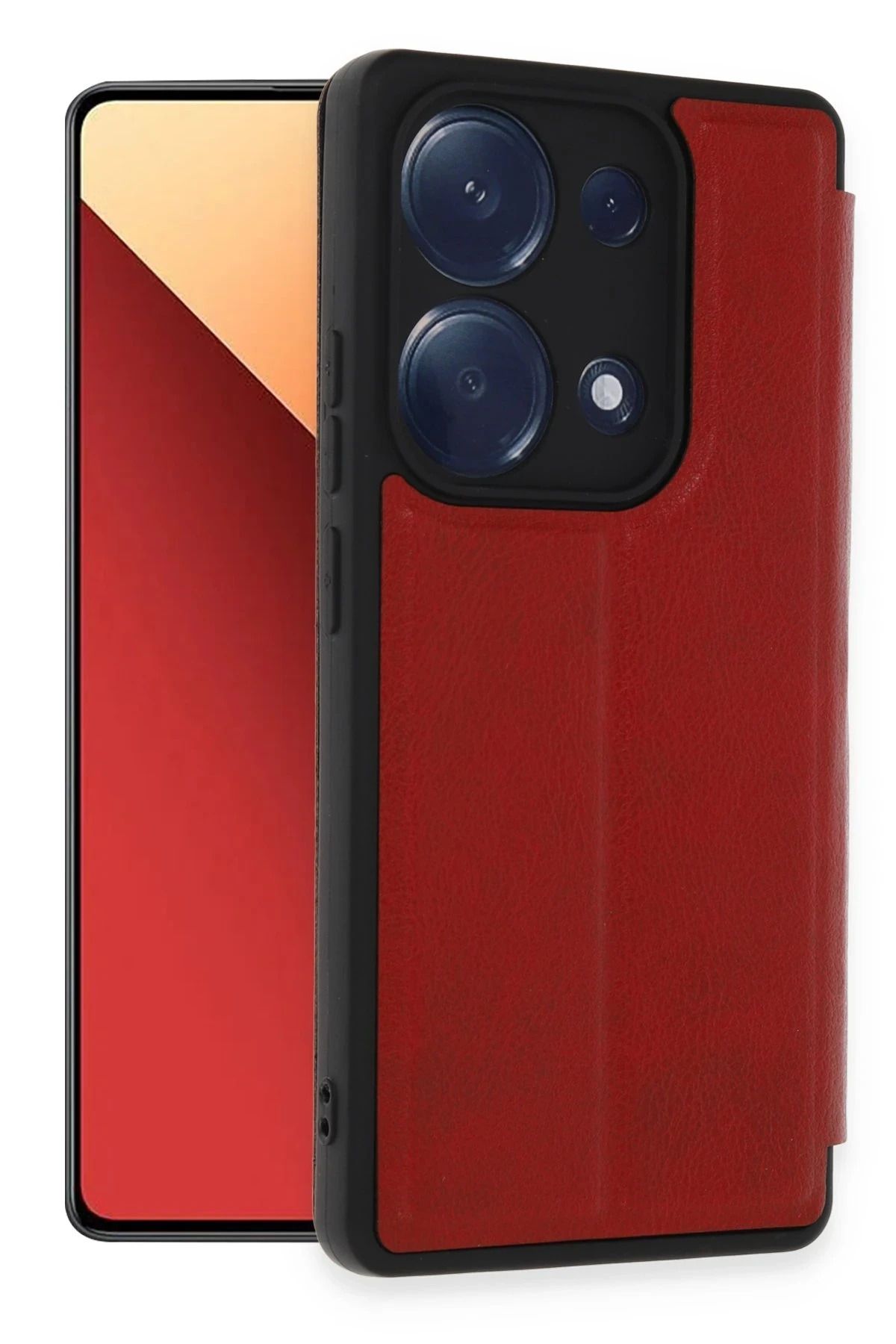NewFace Xiaomi Redmi Note 13 Pro 4G Kılıf Flip Cover - Kırmızı BSTMY