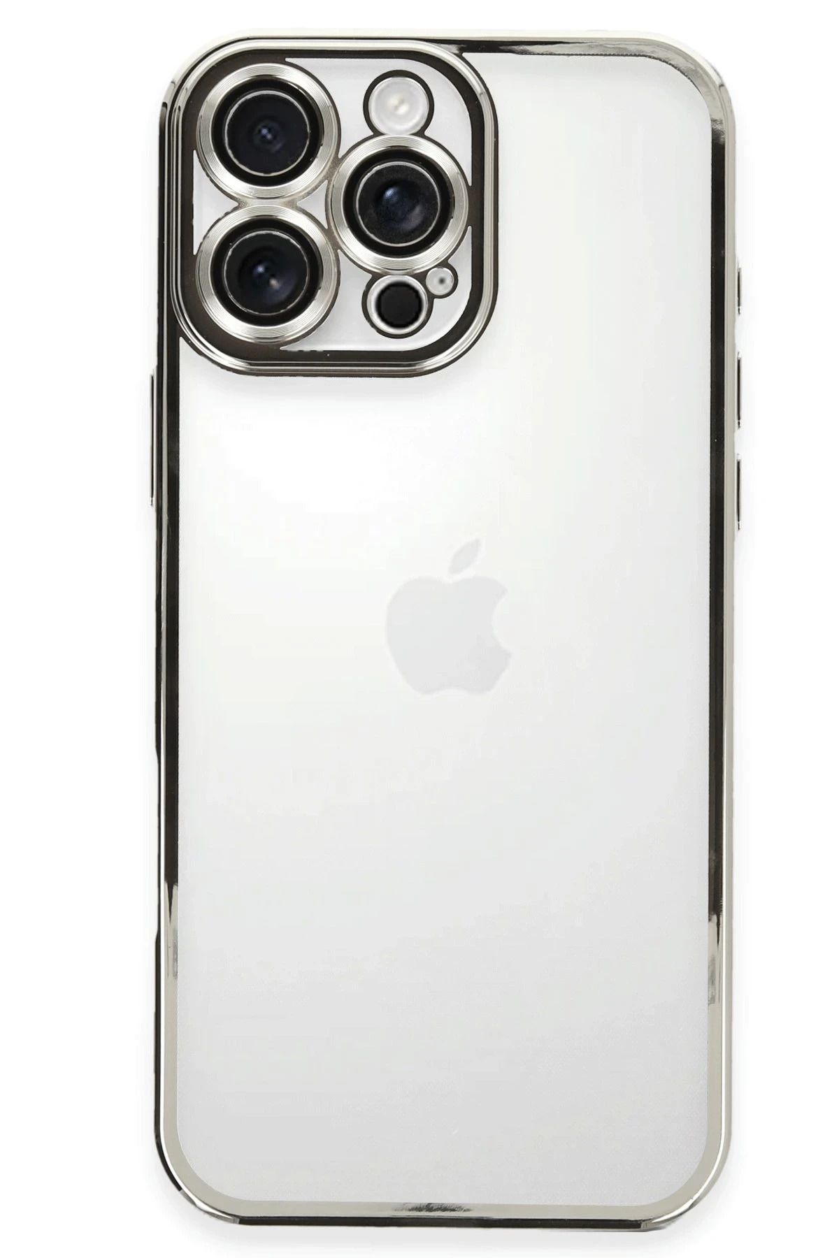 NewFace iPhone 16 Pro Kılıf Lensli Silikon - Gümüş YNSMR