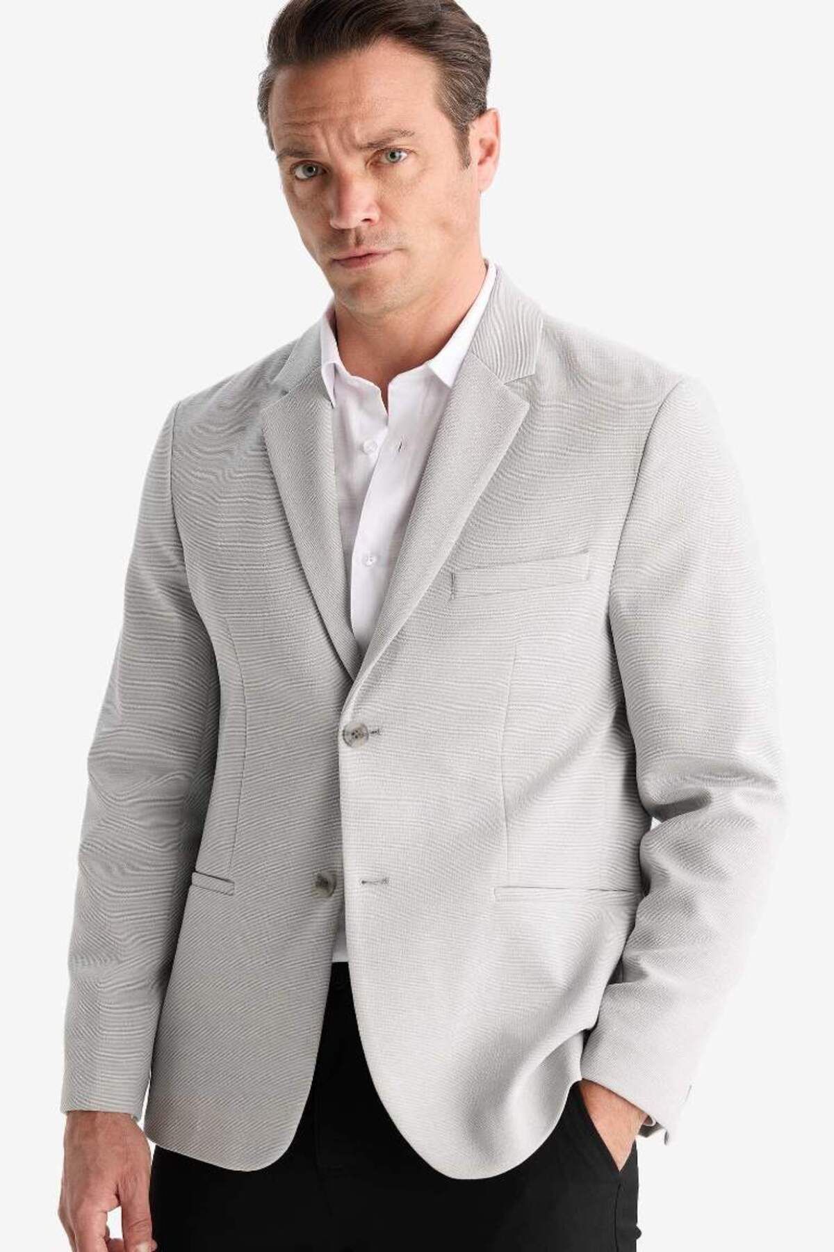 DeFacto Yeni Sezon Slim Fit Dar Kesim Yarım Astar Blazer Ceket