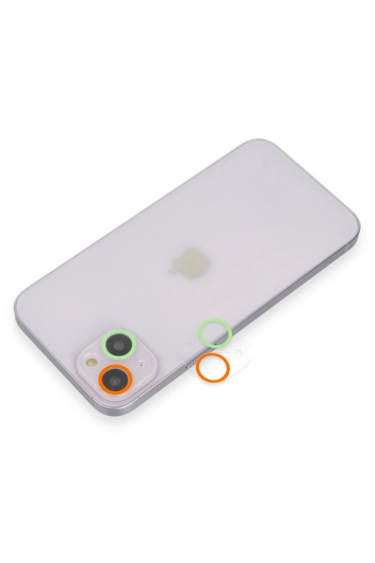 NewFace iPhone 13 Renkli Kamera Lens Koruma Cam - Turuncu-Yeşil DRSTR