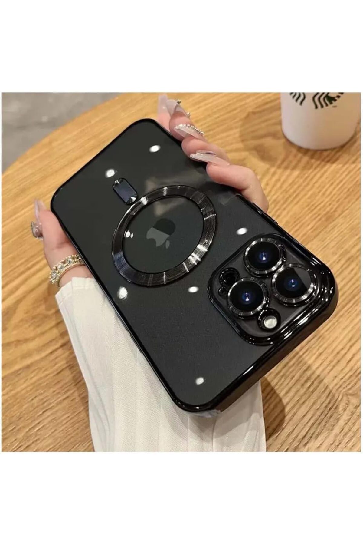 LUXE GİYİM & AKSESUAR İphone 15 Pro (6.1) inç Uyumlu Laser Silikon Arka Kısmı Şeffaf Kablosuz