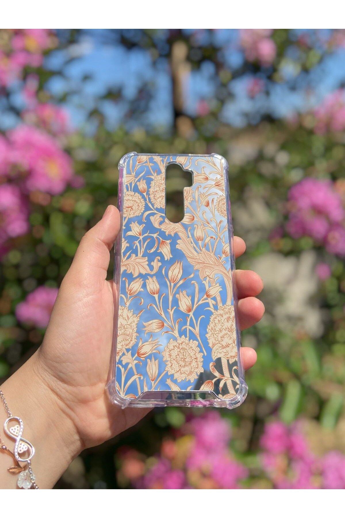 MBB ETİCARET Oppo A5 2020 Uyumlu Aynalı Lale Desenli Darbe Kamera Korumalı Silikon Telefon Kılıfı