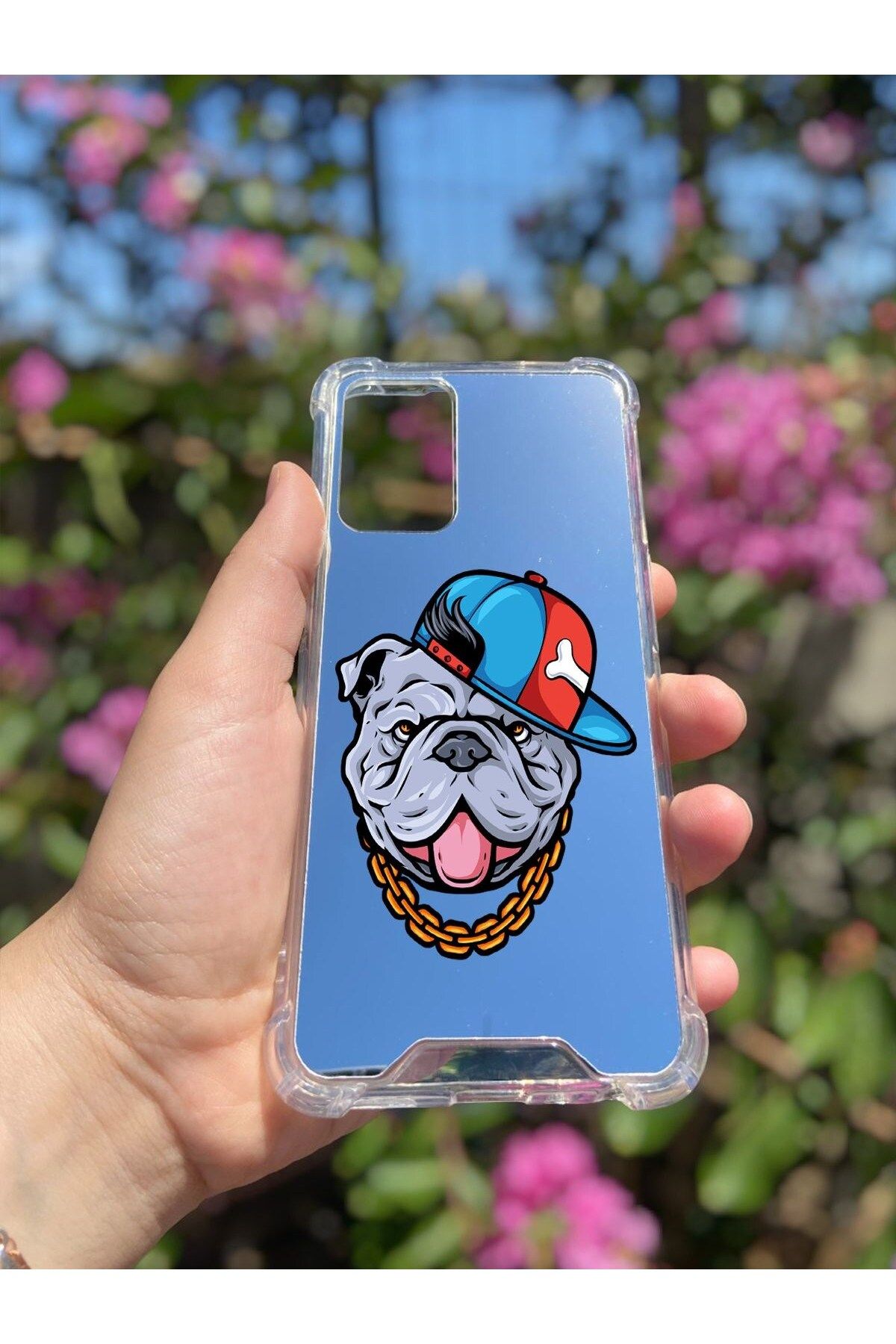 blueb Oppo A16 Uyumlu Aynalı Köpek Desenli Darbe Kamera Korumalı Silikon Telefon Kılıfı