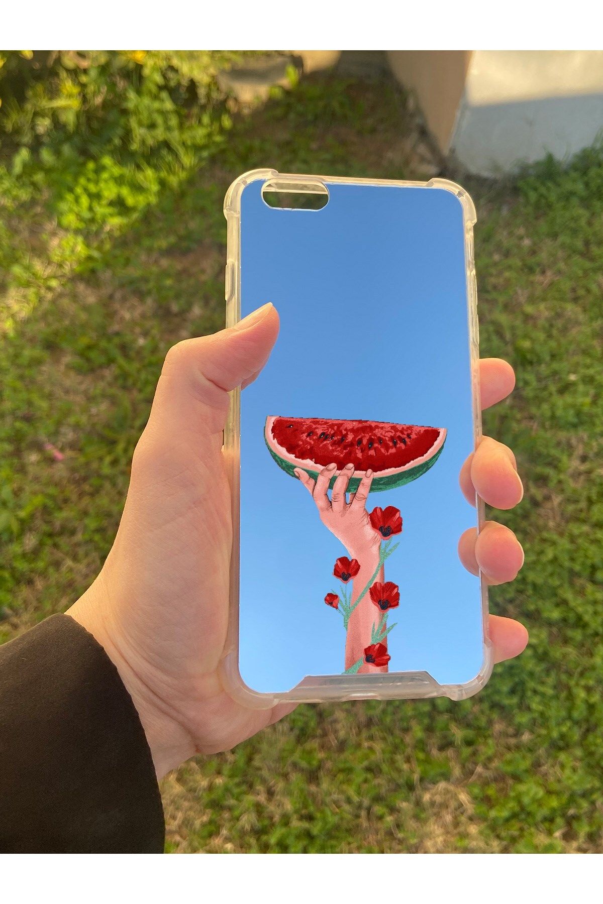 blueb İphone 6 Plus Uyumlu Aynalı Filistin Desenli Darbe Kamera Korumalı Silikon Telefon Kılıfı