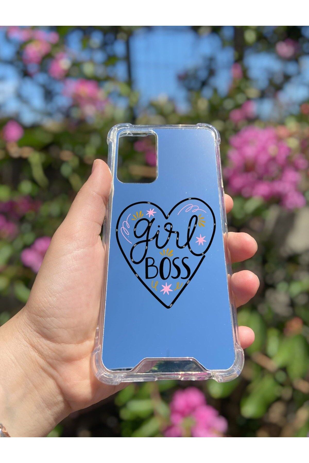 blueb Oppo A55 4G Uyumlu Aynalı Girl Desenli Darbe Kamera Korumalı Silikon Telefon Kılıfı
