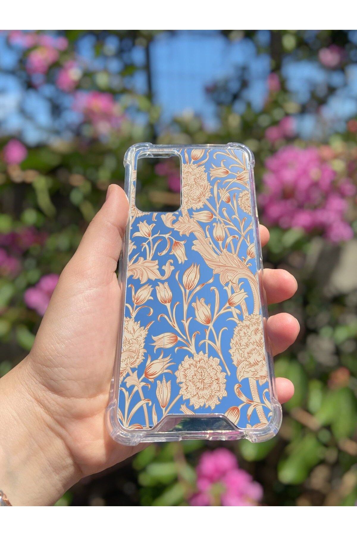 blueb Oppo A55 5G Uyumlu Aynalı Lale Desenli Darbe Kamera Korumalı Silikon Telefon Kılıfı