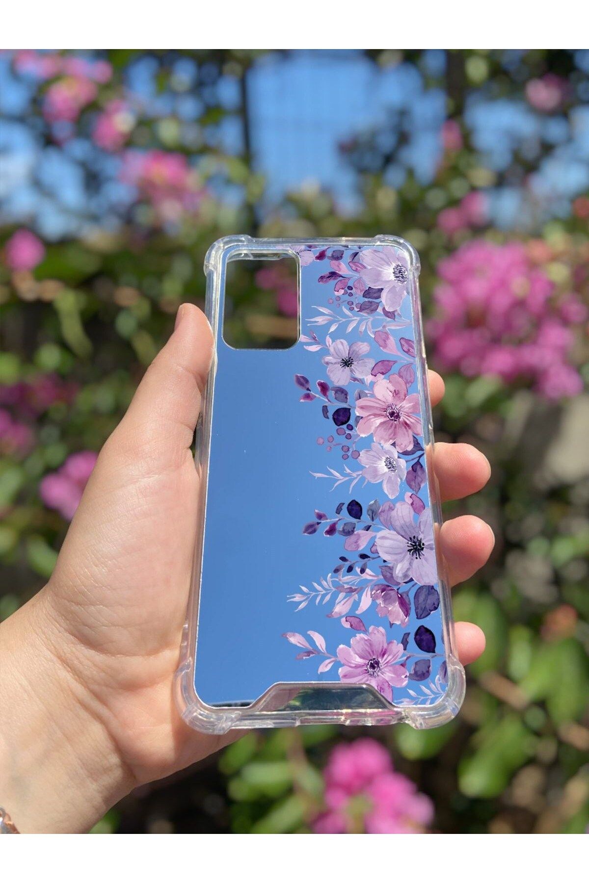 blueb Oppo A54 Uyumlu Aynalı Mor Ve Ötesi Desenli Darbe Kamera Korumalı Silikon Telefon Kılıfı