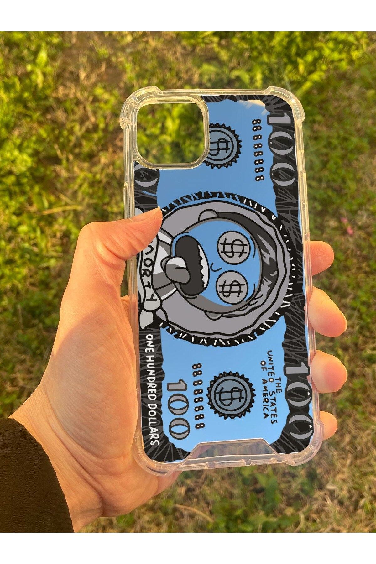 blueb İphone 14 Plus Uyumlu Aynalı Dollars Desenli Darbe Kamera Korumalı Silikon Telefon Kılıfı