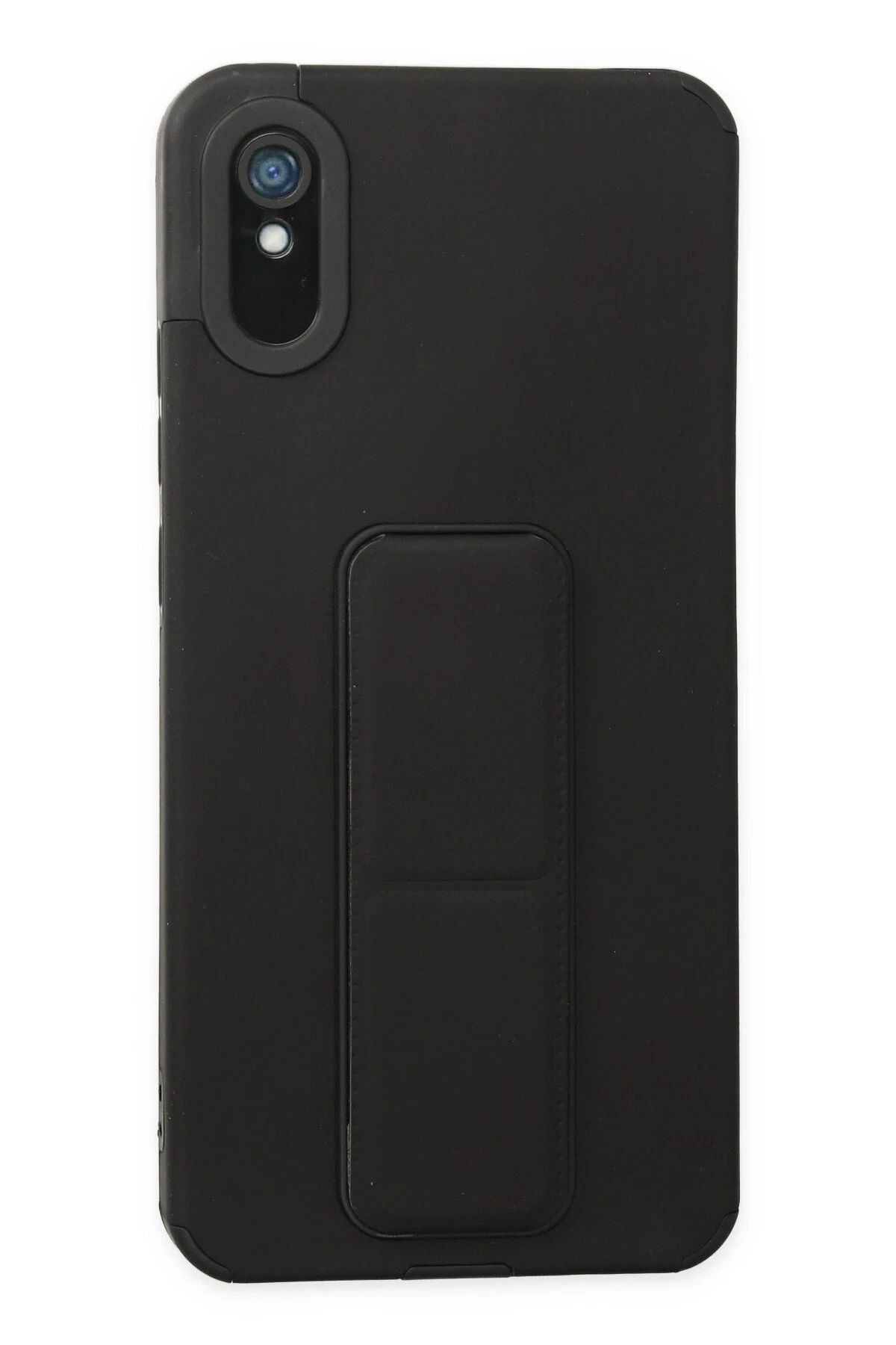 NewFace Xiaomi Redmi 9A Kılıf Mega Standlı Silikon - Siyah FERRG