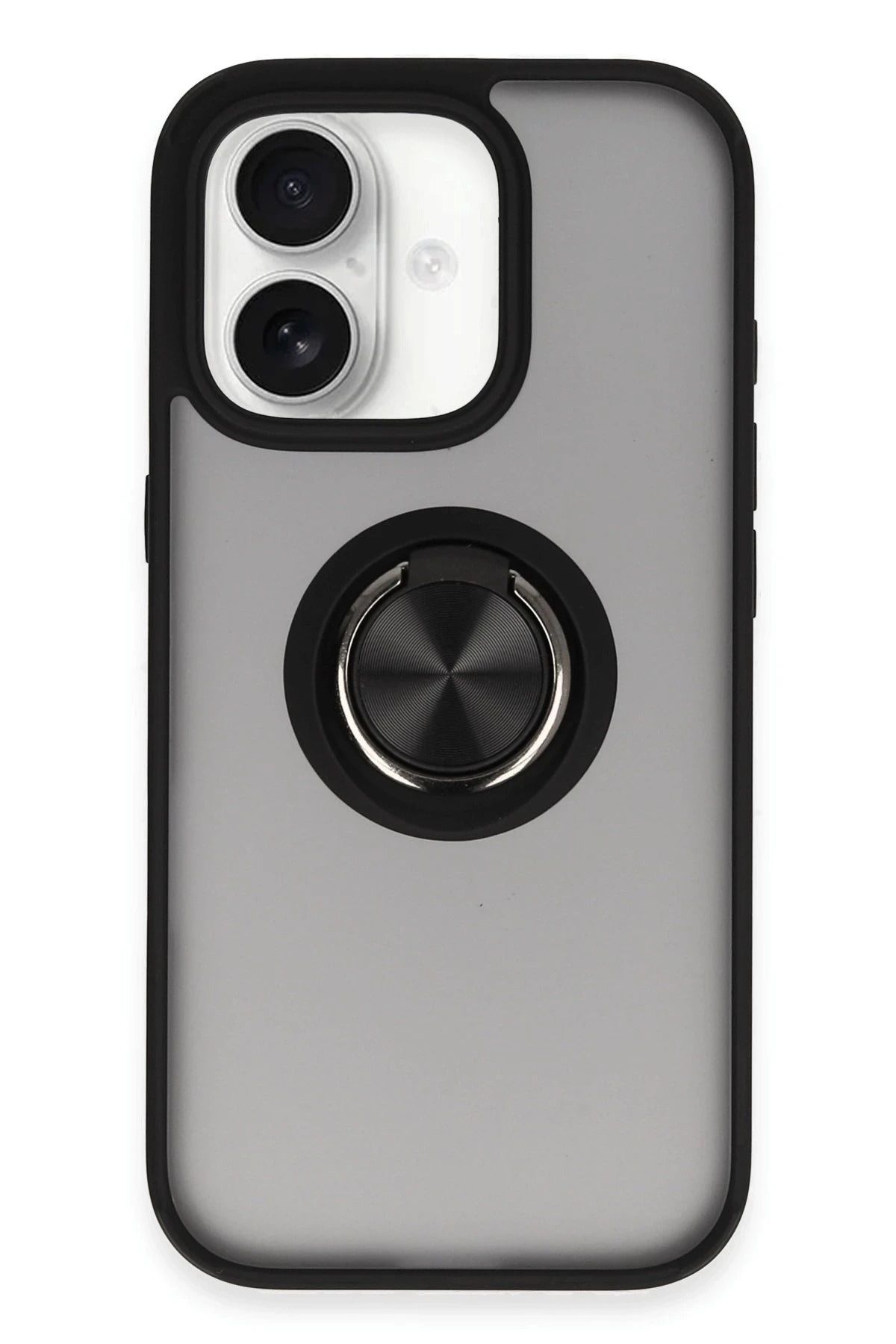 NewFace iPhone 16 Kılıf Montreal Yüzüklü Silikon Kapak - Siyah JOJUA