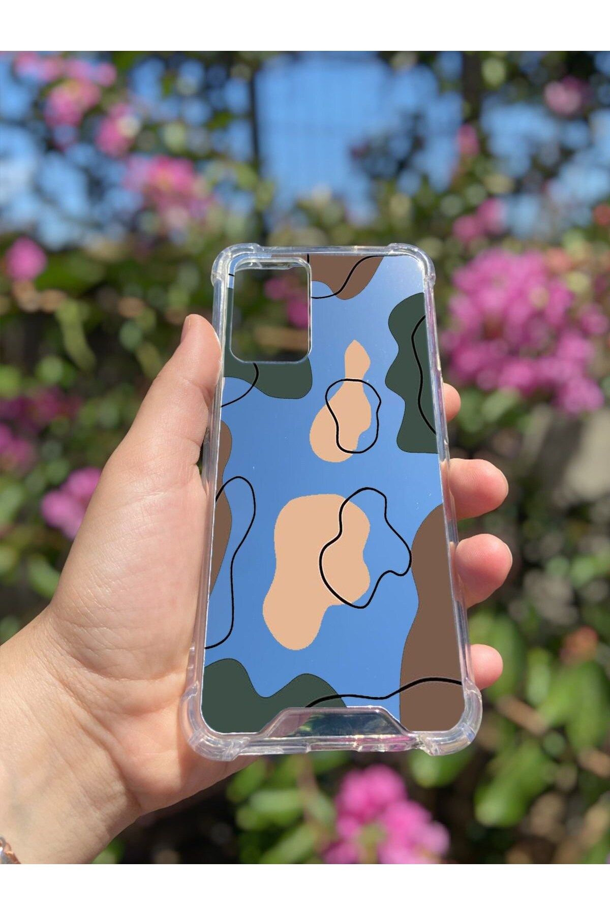 blueb Oppo A54 Uyumlu Aynalı Renkli Dalga Desenli Darbe Kamera Korumalı Silikon Telefon Kılıfı