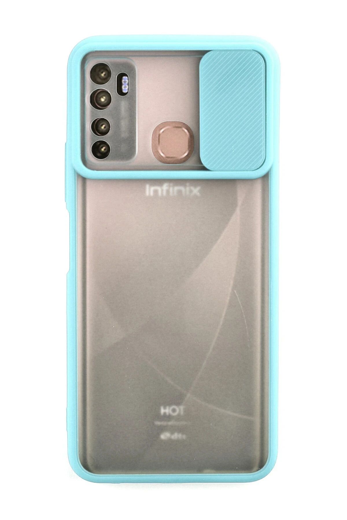 NewFace İnfinix Hot 9 Kılıf Palm Buzlu Kamera Sürgülü Silikon - Turkuaz HNZRN