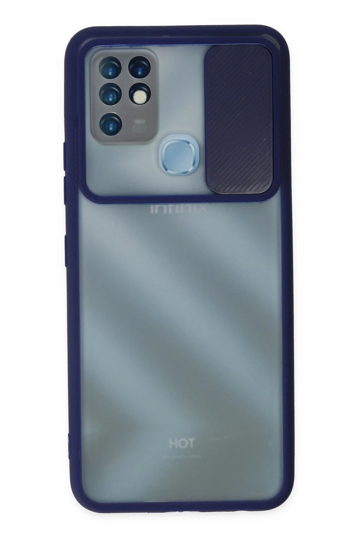 NewFace İnfinix Hot 10 Kılıf Palm Buzlu Kamera Sürgülü Silikon - Lacivert FLKRY