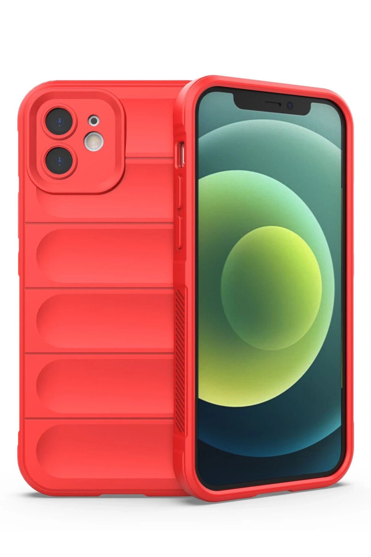 NewFace iPhone 12 Kılıf Optimum Silikon - Kırmızı NRMSA