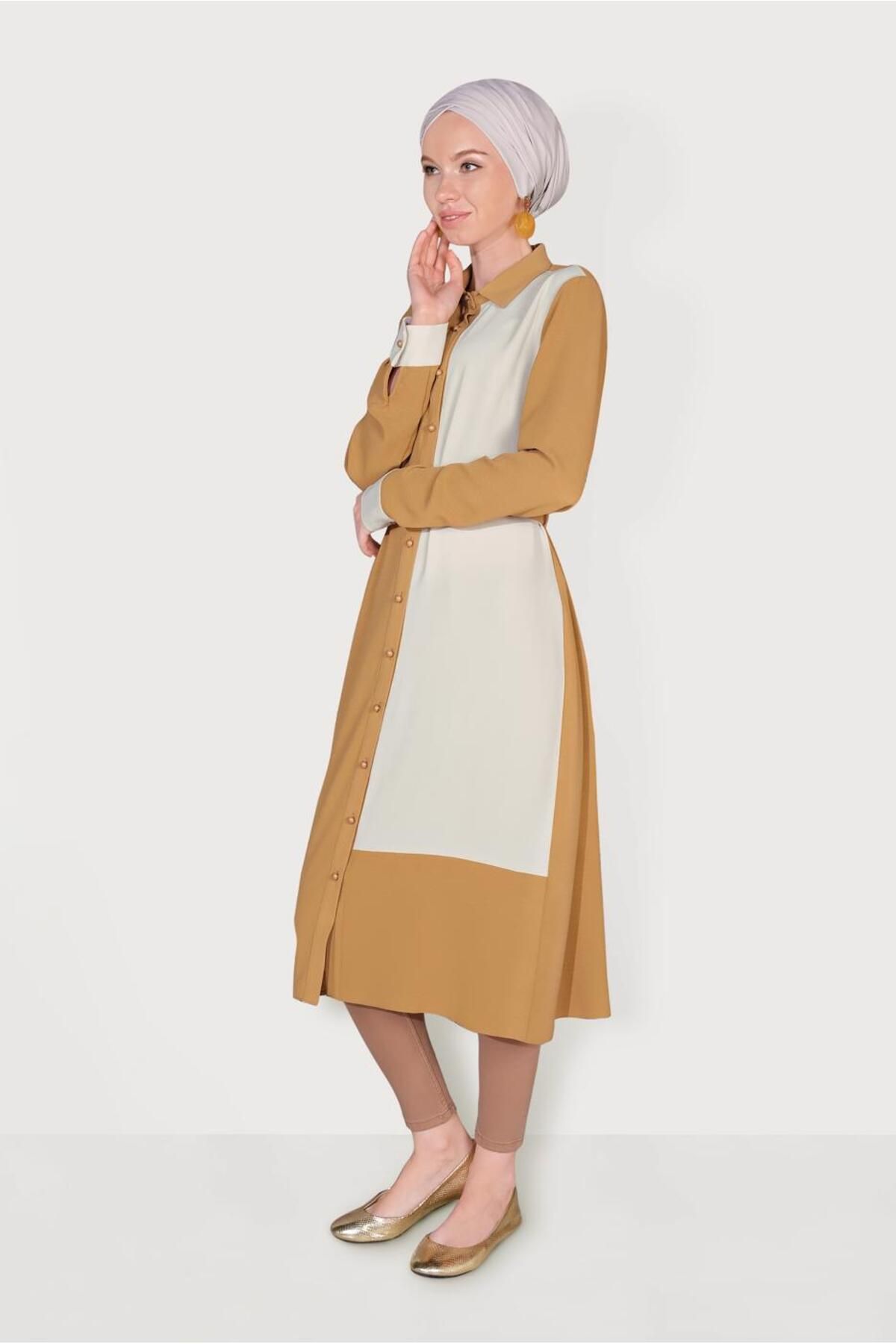 Alvina-Double Color Tunic with Buttons 40676 2
