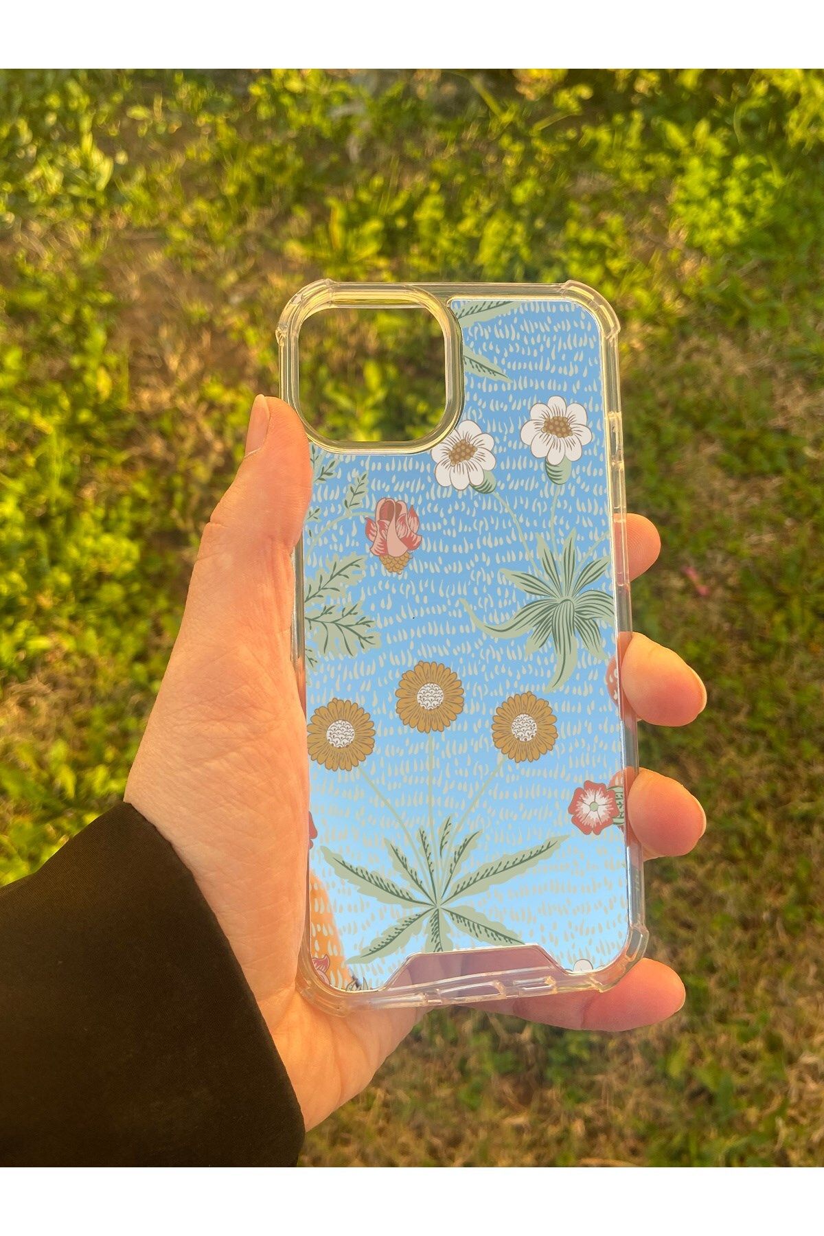 MBB ETİCARET İphone 13 Uyumlu Aynalı Çiçek Desenli Darbe Kamera Korumalı Silikon Telefon Kılıfı