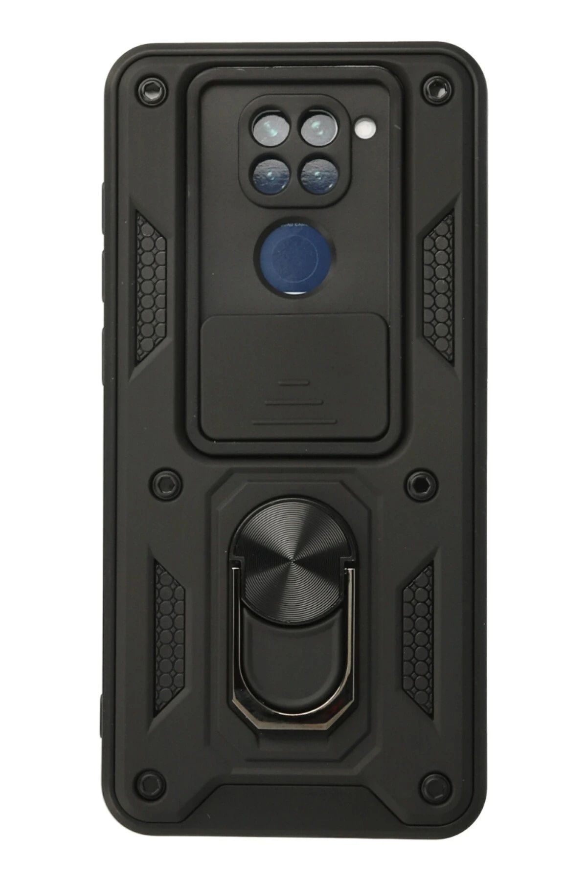 NewFace Xiaomi Redmi Note 9 Kılıf Pars Lens Yüzüklü Silikon - Siyah FERRG
