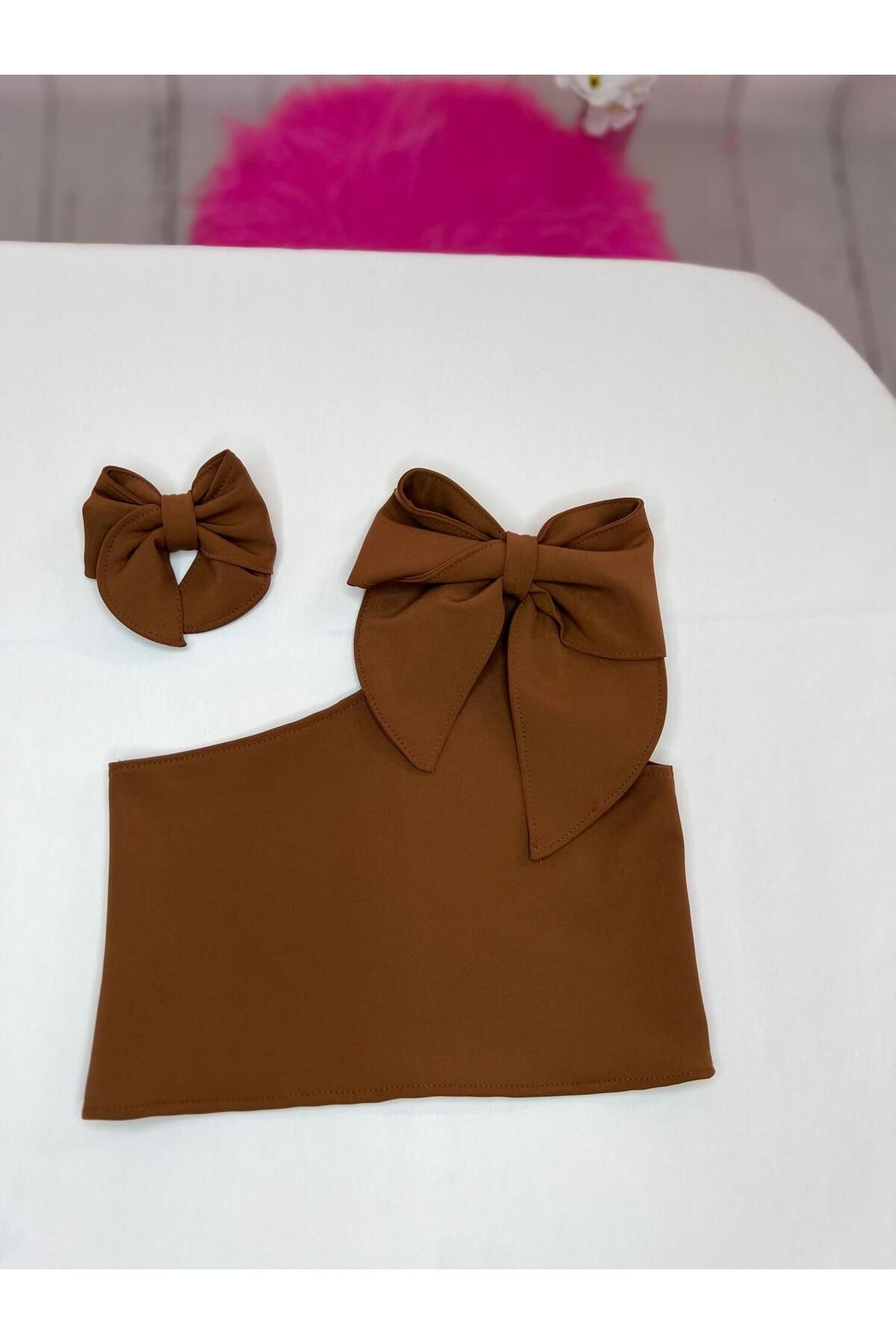 NA ADDESIGN-Mother Daughter Brown Blouse with Bow on the Shoulder (Must Be Added Separately to the Cart, Prices Are Different) 6