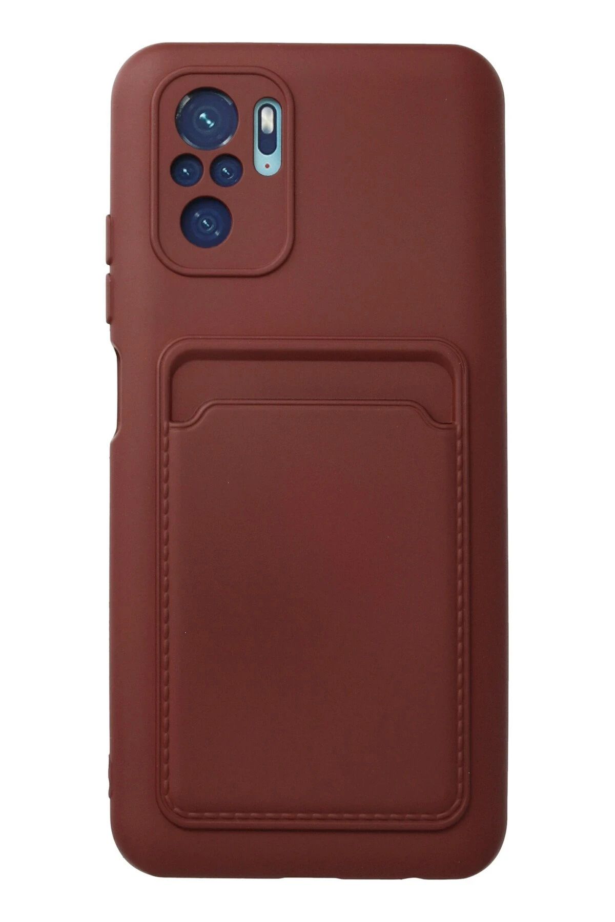 NewFace Xiaomi Redmi Note 10S Kılıf Kelvin Kartvizitli Silikon - Bordo SPTGL