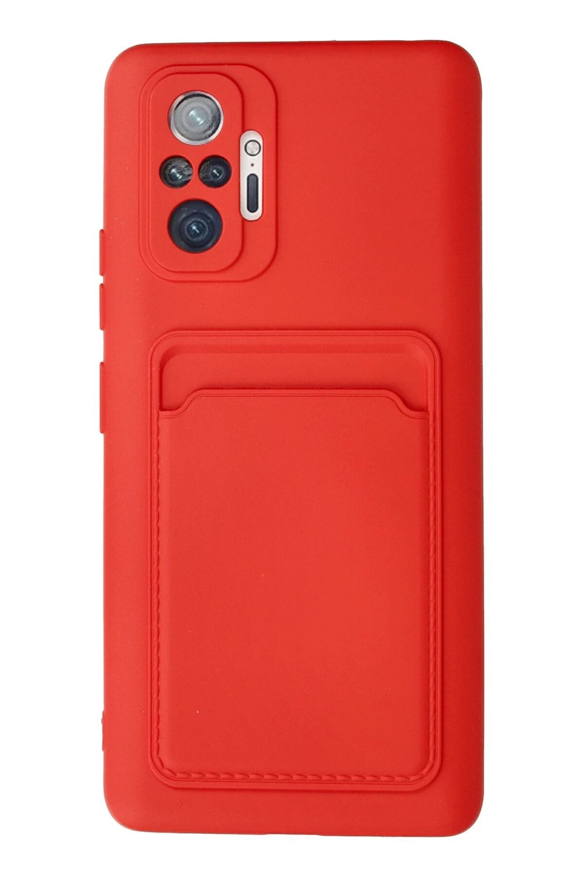 NewFace Xiaomi Redmi Note 10 Pro Kılıf Kelvin Kartvizitli Silikon - Kırmızı NRMSA