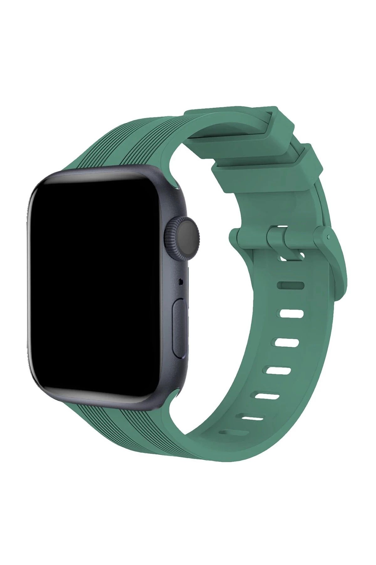NewFace Apple Watch 38mm KR408 Çizgili Silikon Kordon - Yeşil HNZRN