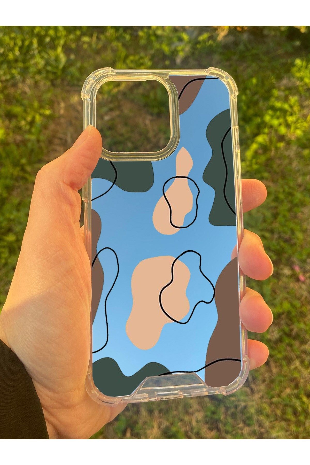 blueb İphone 15 Pro Uyumlu Aynalı Dalga Desenli Darbe Kamera Korumalı Silikon Telefon Kılıfı