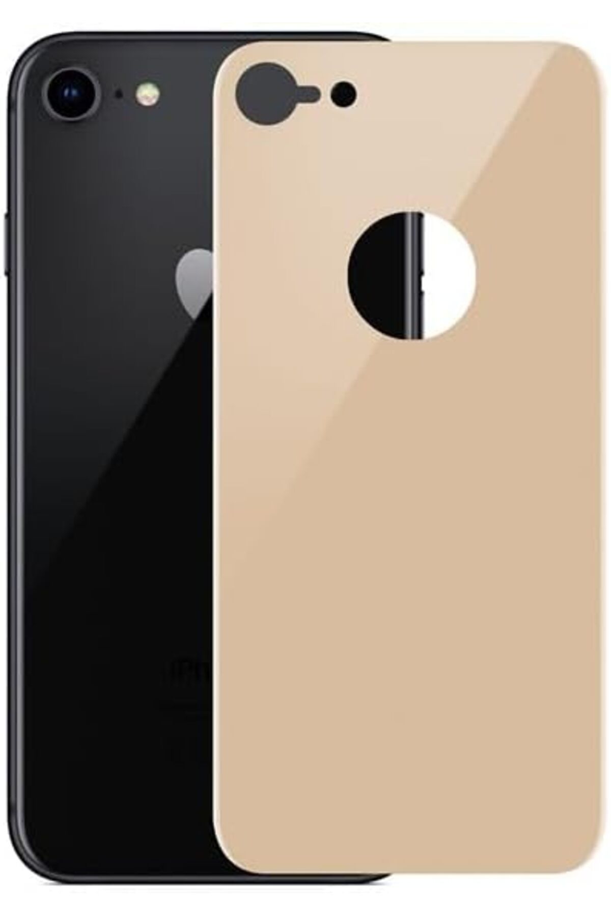LUXE iPhone 7/8 Uyumlu Tam Kaplayan Temperli Arka Koruyucu Cam (Gold)