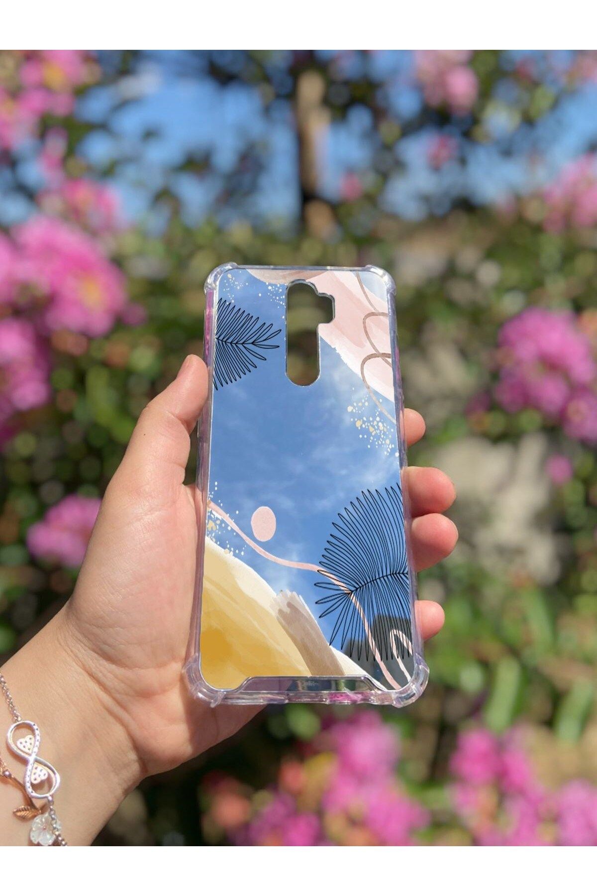 blueb Oppo A9 2020 Uyumlu Aynalı Karışık Desenli Darbe Kamera Korumalı Silikon Telefon Kılıfı
