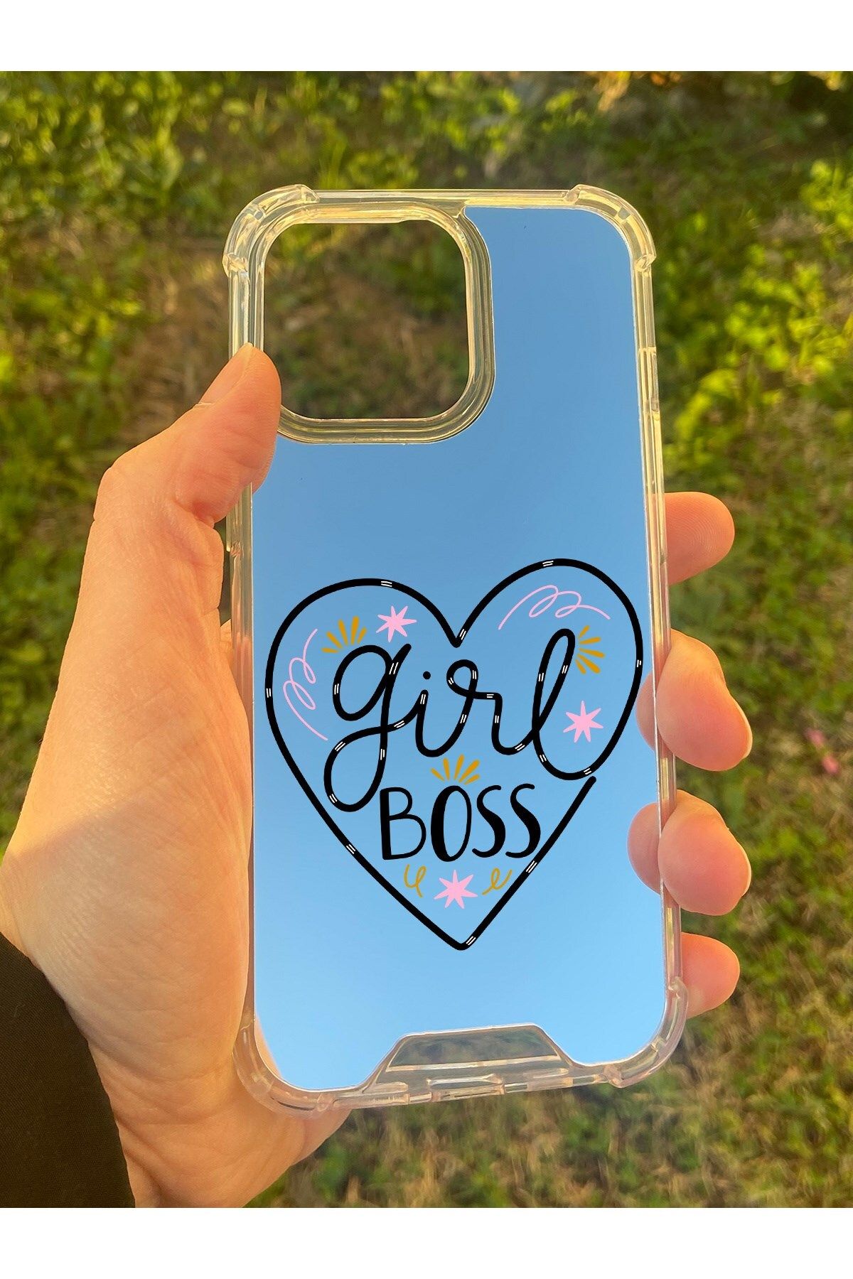 MBB ETİCARET İphone 13 Pro Uyumlu Aynalı Girl Desenli Darbe Kamera Korumalı Silikon Telefon Kılıfı