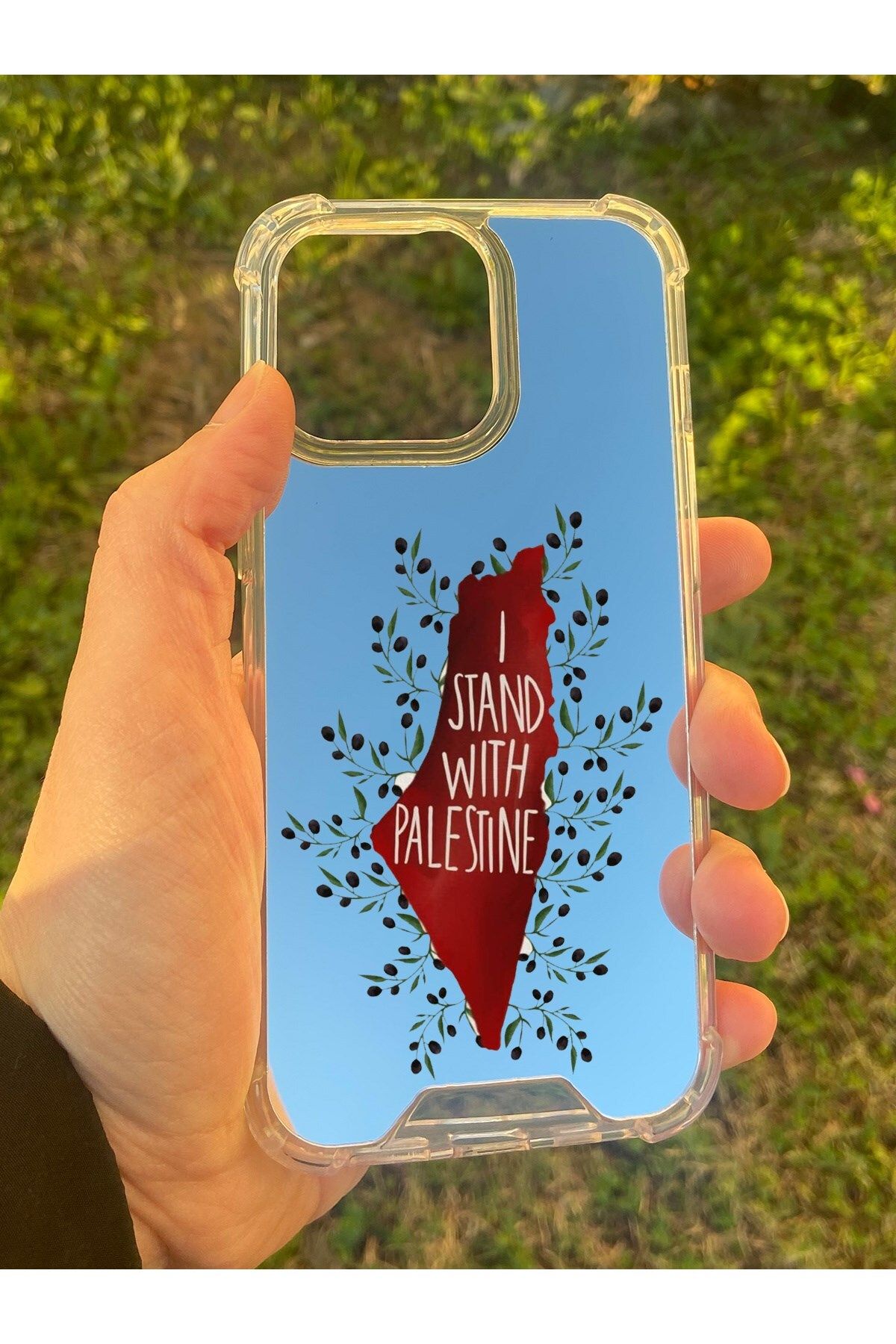 Nurum E Tİcaret İphone 15 Pro Uyumlu Aynalı Palestine Desenli Darbe Kamera Korumalı Silikon Telefon Kılıfı