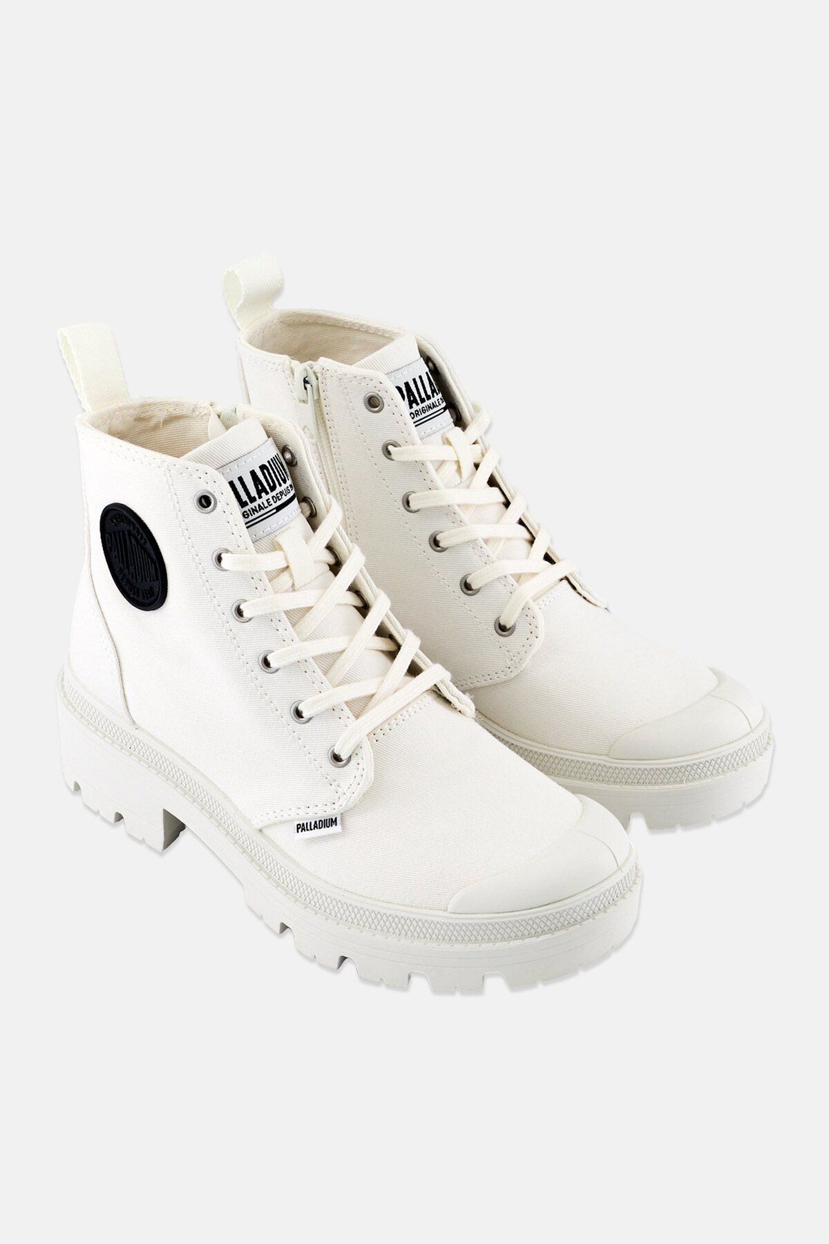 Palladium-Women Pallabase Twill Lace Up Ankle Boots, White 1