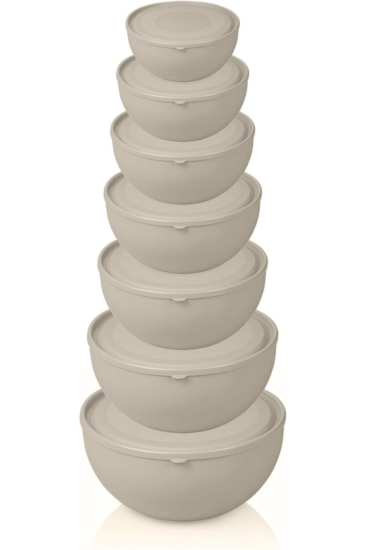 STOREMAX ELZ Home Krem Yuvarlak Kapaklı Kase 7'li Krem FRNTR 1127478
