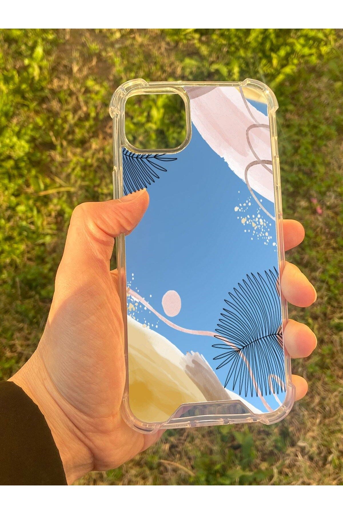 MBB ETİCARET İphone 14 Plus Uyumlu Aynalı Karışık Desenli Darbe Kamera Korumalı Silikon Telefon Kılıfı