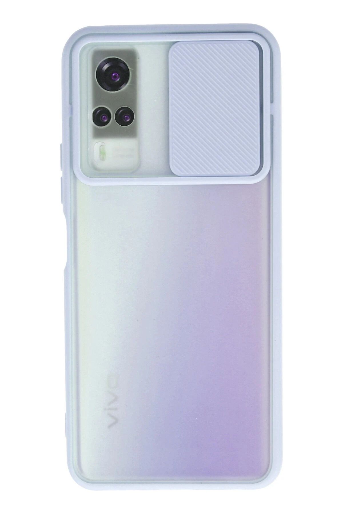 NewFace Vivo Y53S Kılıf Palm Buzlu Kamera Sürgülü Silikon - Lila HNZRN