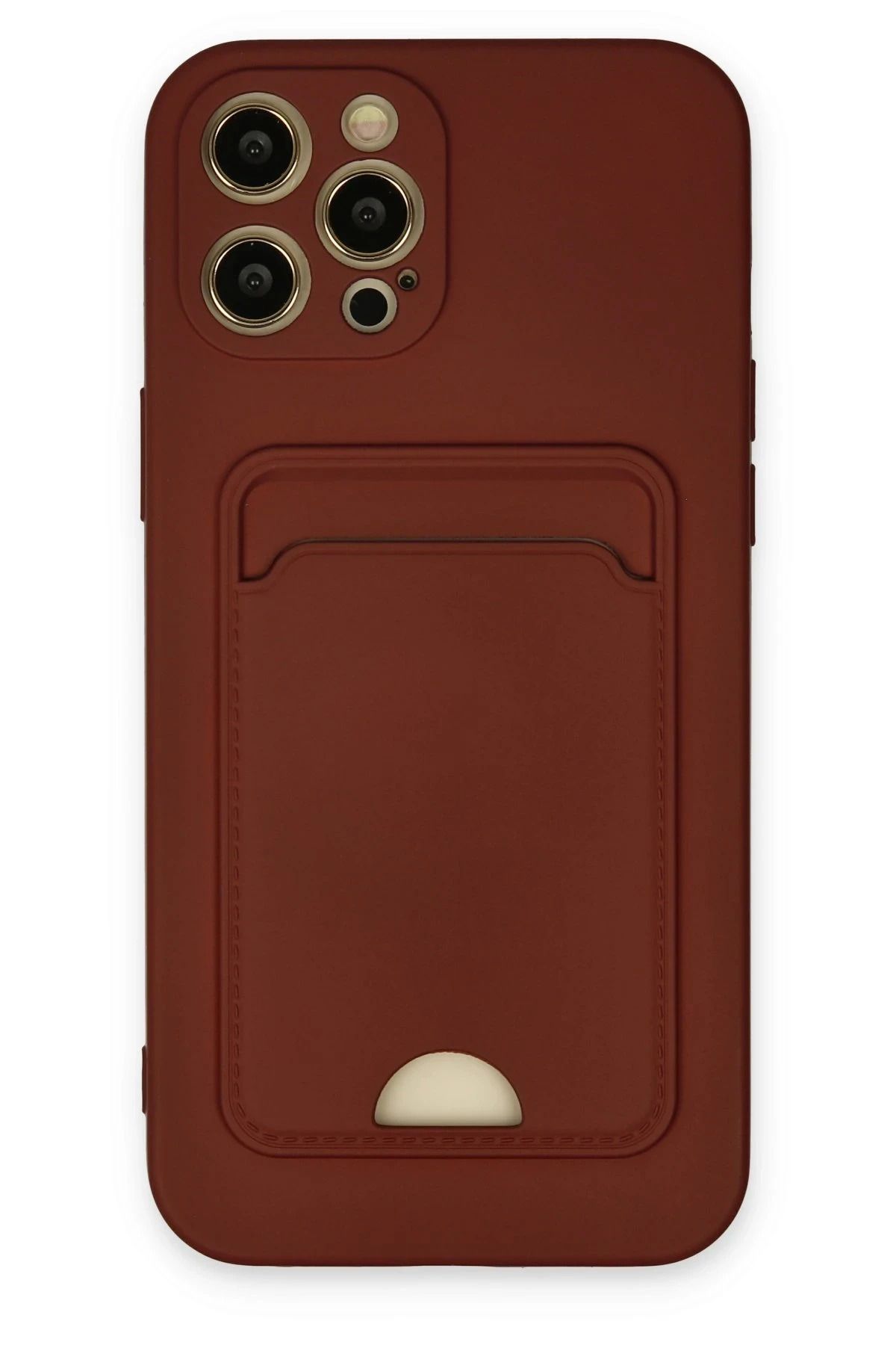 NewFace iPhone 12 Pro Max Kılıf Kelvin Kartvizitli Silikon - Bordo NRMSA