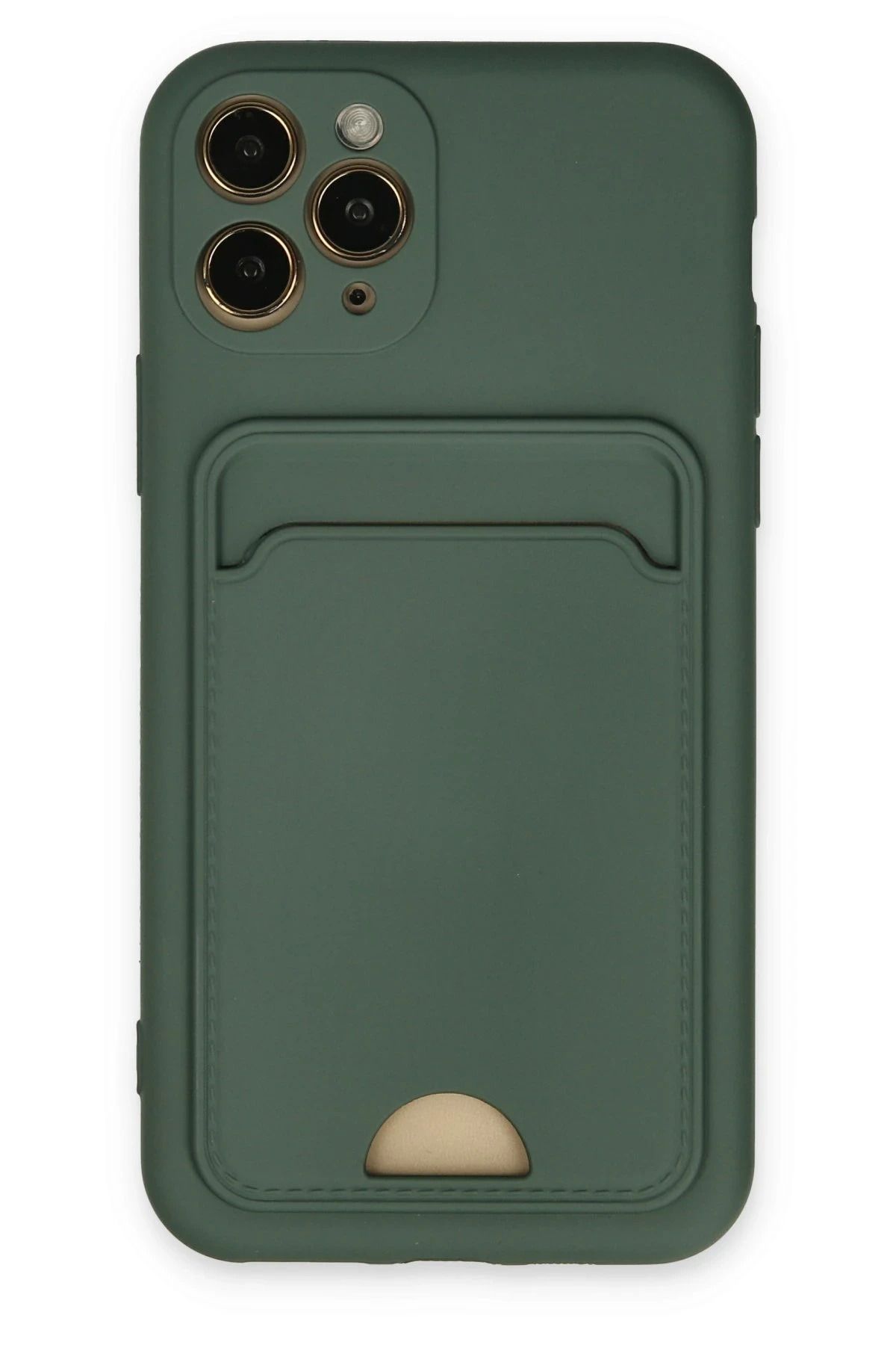 NewFace iPhone 11 Pro Kılıf Kelvin Kartvizitli Silikon - Koyu Yeşil DPMAH