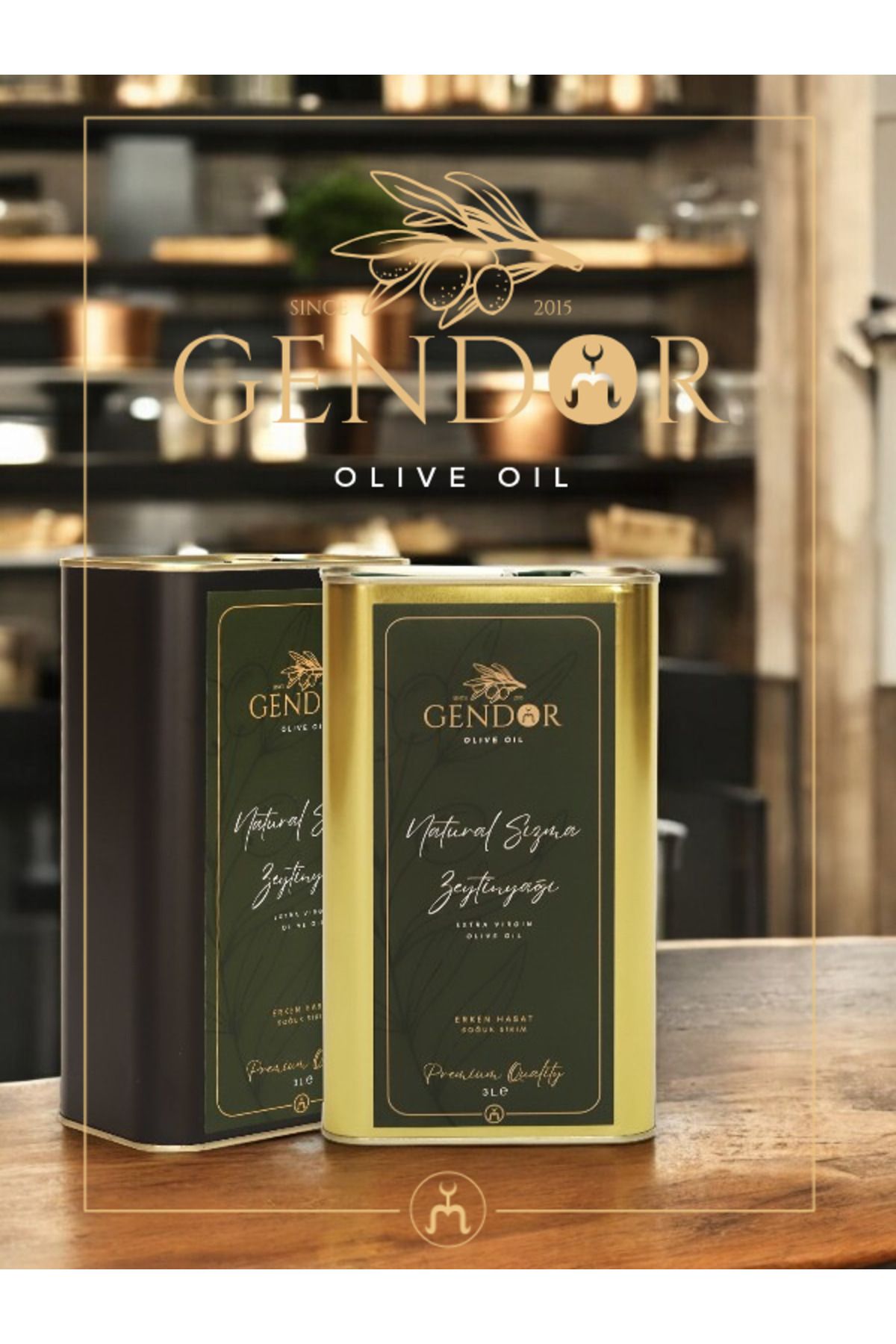 Gendor Olive Oil Gendor Soğuk Sıkım Filtresiz Natural Sızma Zeytinyağı 3L