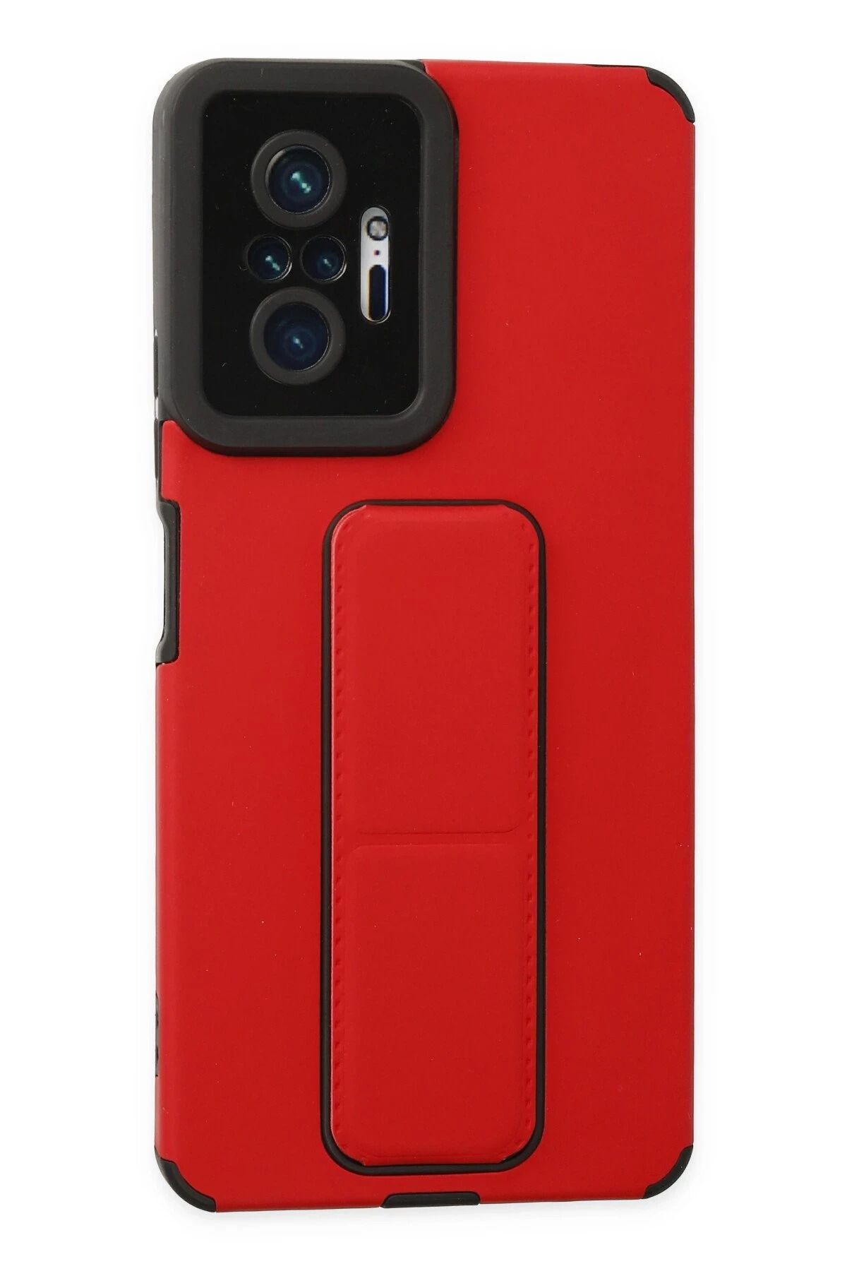 NewFace Xiaomi Redmi Note 10 Pro Kılıf Mega Standlı Silikon - Kırmızı JOJUA