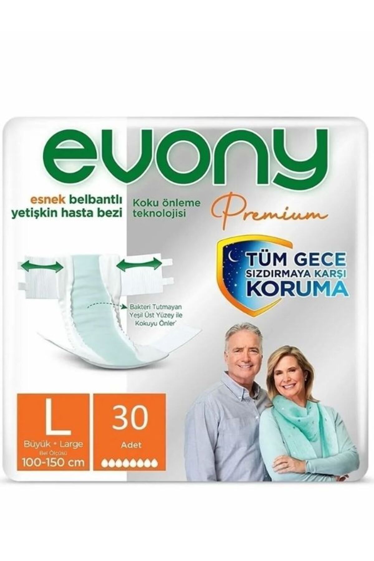 Evony Belbantlı Yetişkin Hasta Bezi Large 30 Adet