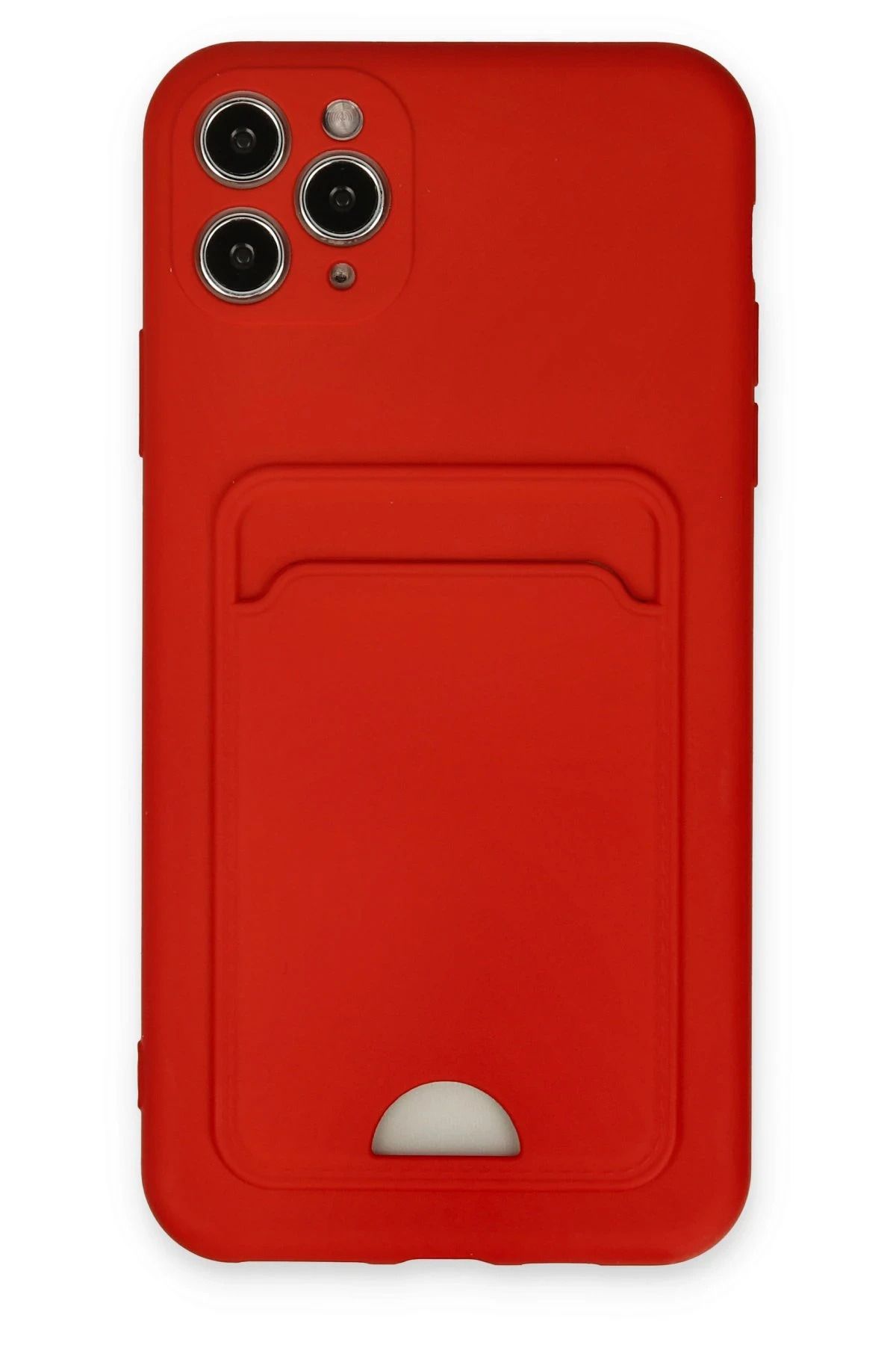 NewFace iPhone 11 Pro Max Kılıf Kelvin Kartvizitli Silikon - Kırmızı JOJUA