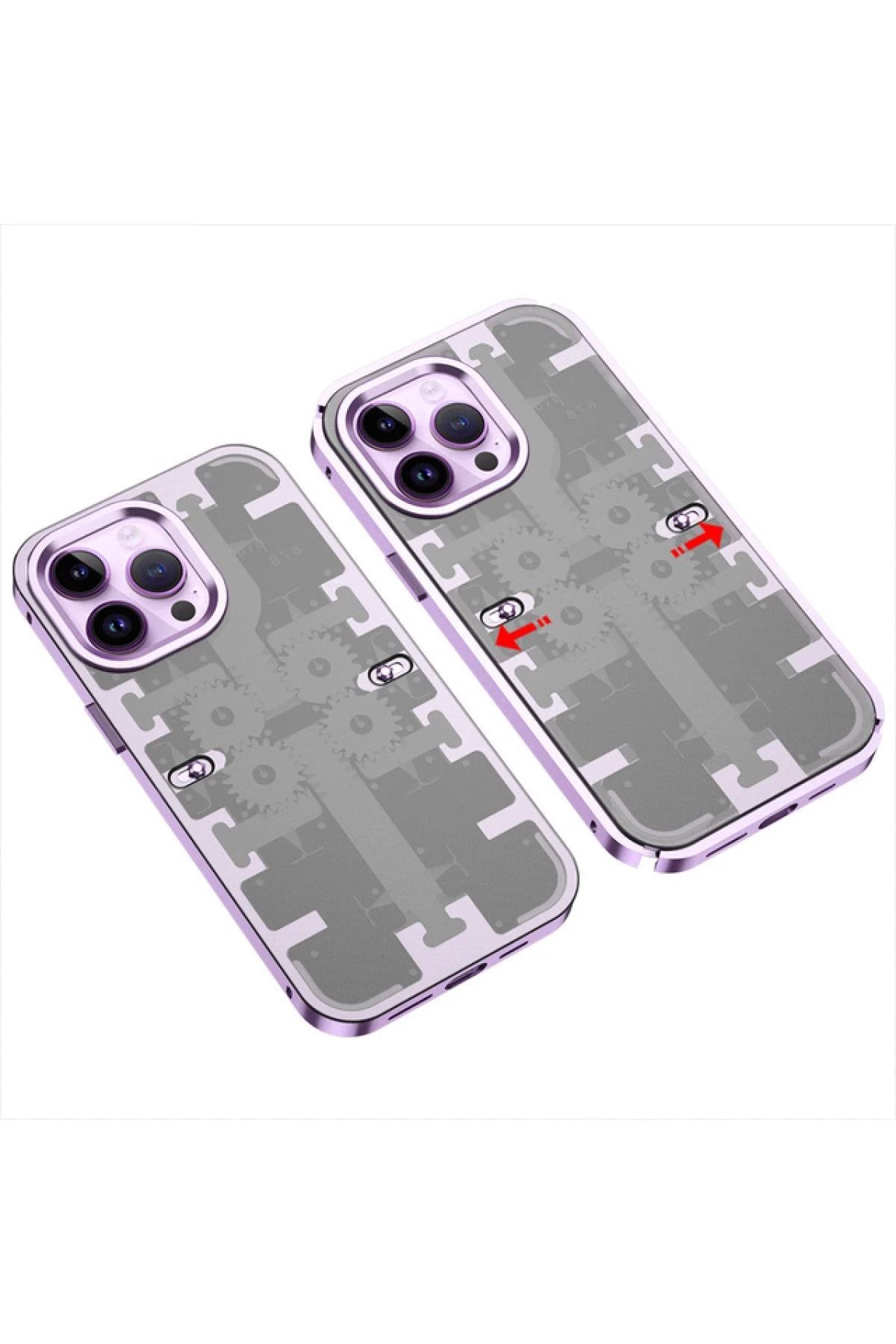 NewFace iPhone 13 Pro Kılıf Mekanik Bumper Kapak - Derin Mor FERRG